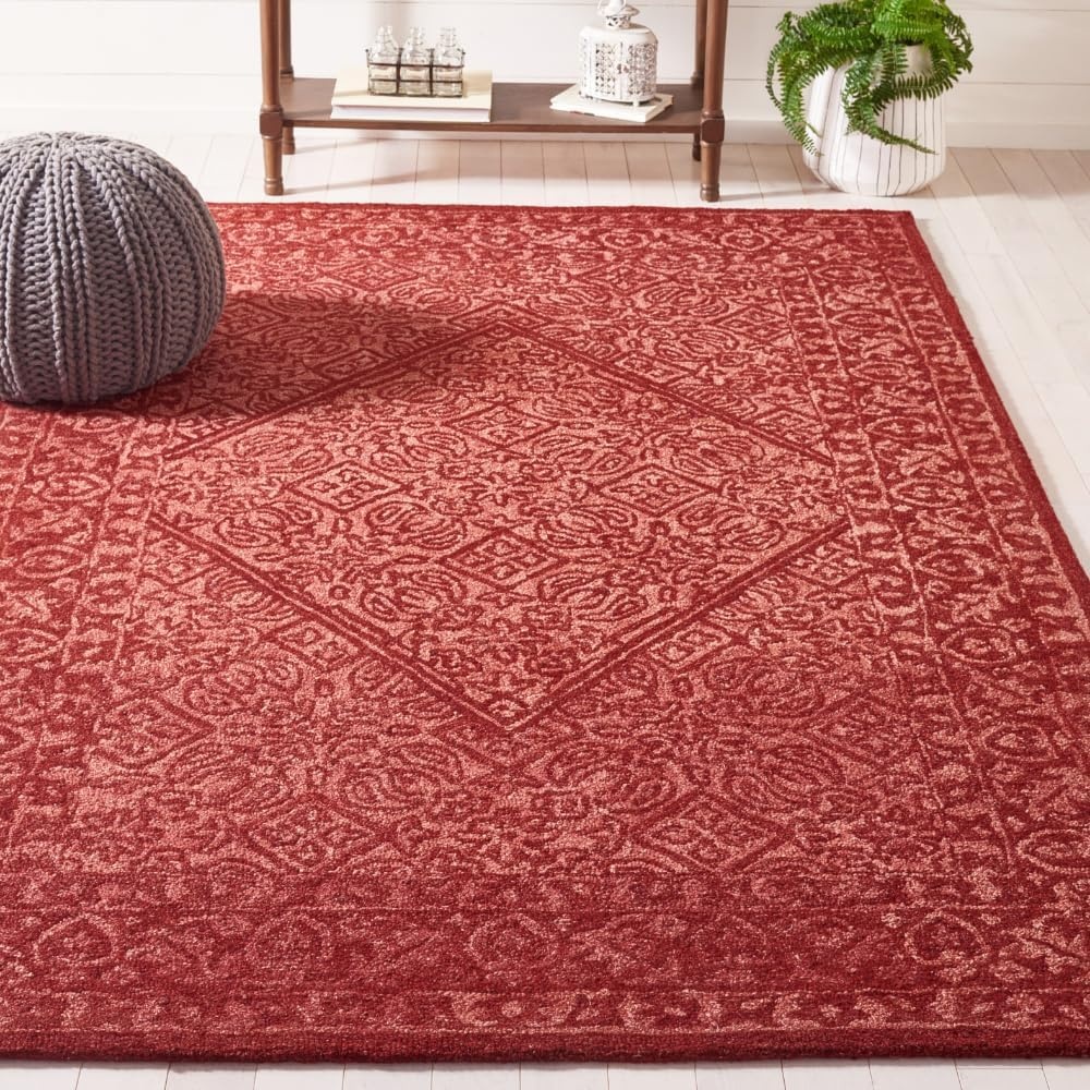 image:imageSAFAVIEH Area Rug 8x10 Dip Dye Collection Large Navy Blue Handmade Wool Ideal for Living Room Bedroom Office Dining Space DDY151NRed