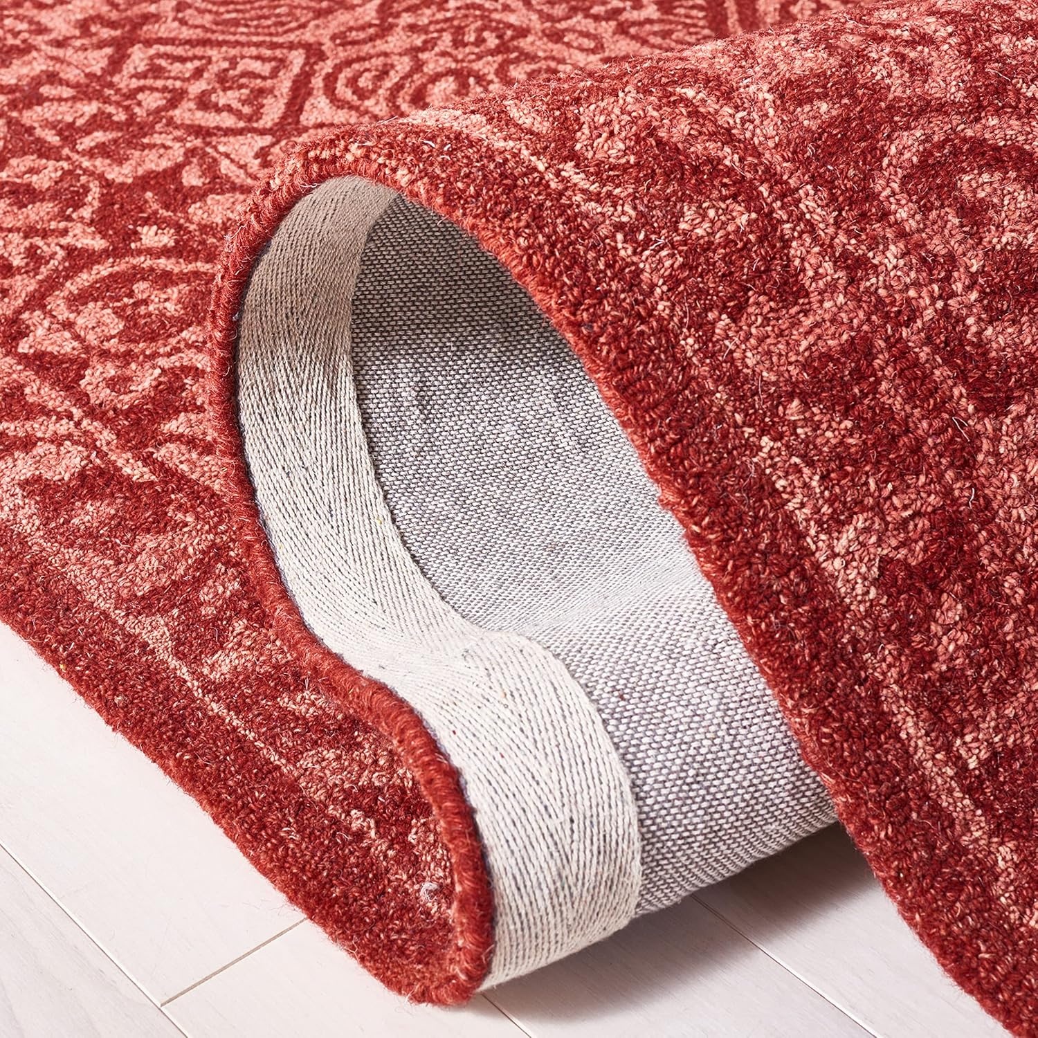 image:imageSAFAVIEH Area Rug 8x10 Dip Dye Collection Large Navy Blue Handmade Wool Ideal for Living Room Bedroom Office Dining Space DDY151NRed