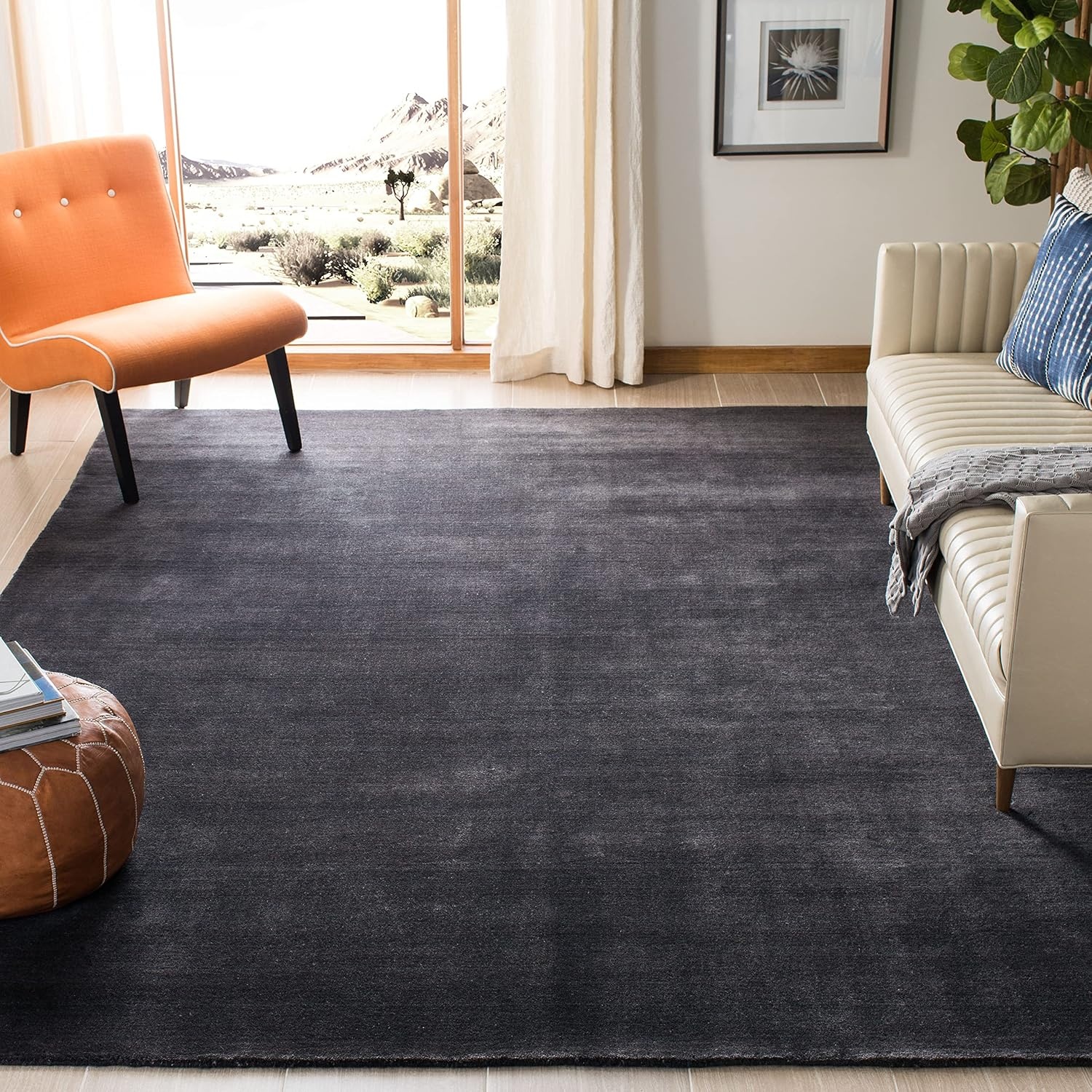 image:imageSAFAVIEH Area Rug 8x10 Himalaya Collection Large Stone Handmade Wool Ideal for Living Room Bedroom Office Dining Space HIM820ABlack