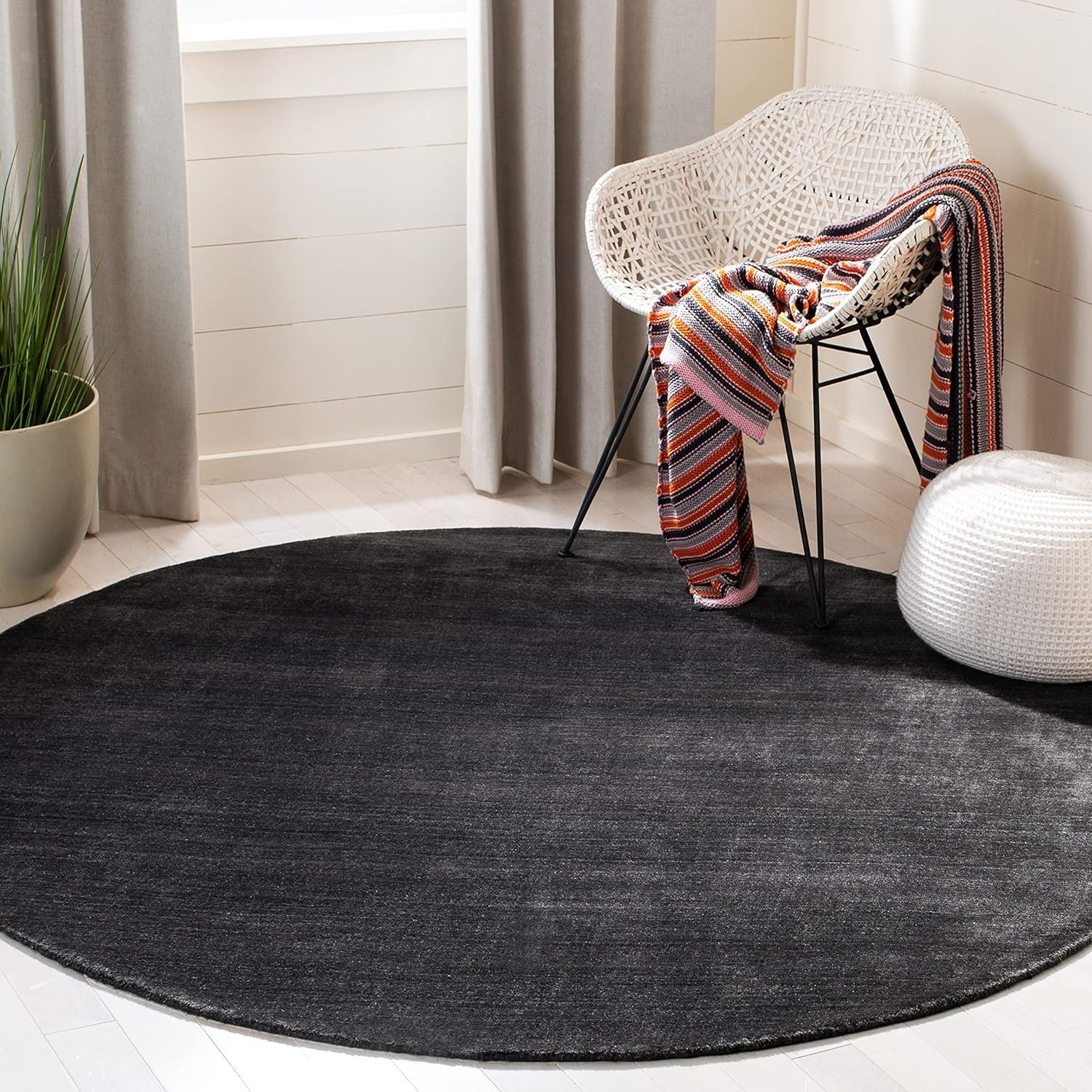 image:imageSAFAVIEH Area Rug 8x10 Himalaya Collection Large Stone Handmade Wool Ideal for Living Room Bedroom Office Dining Space HIM820ABlack