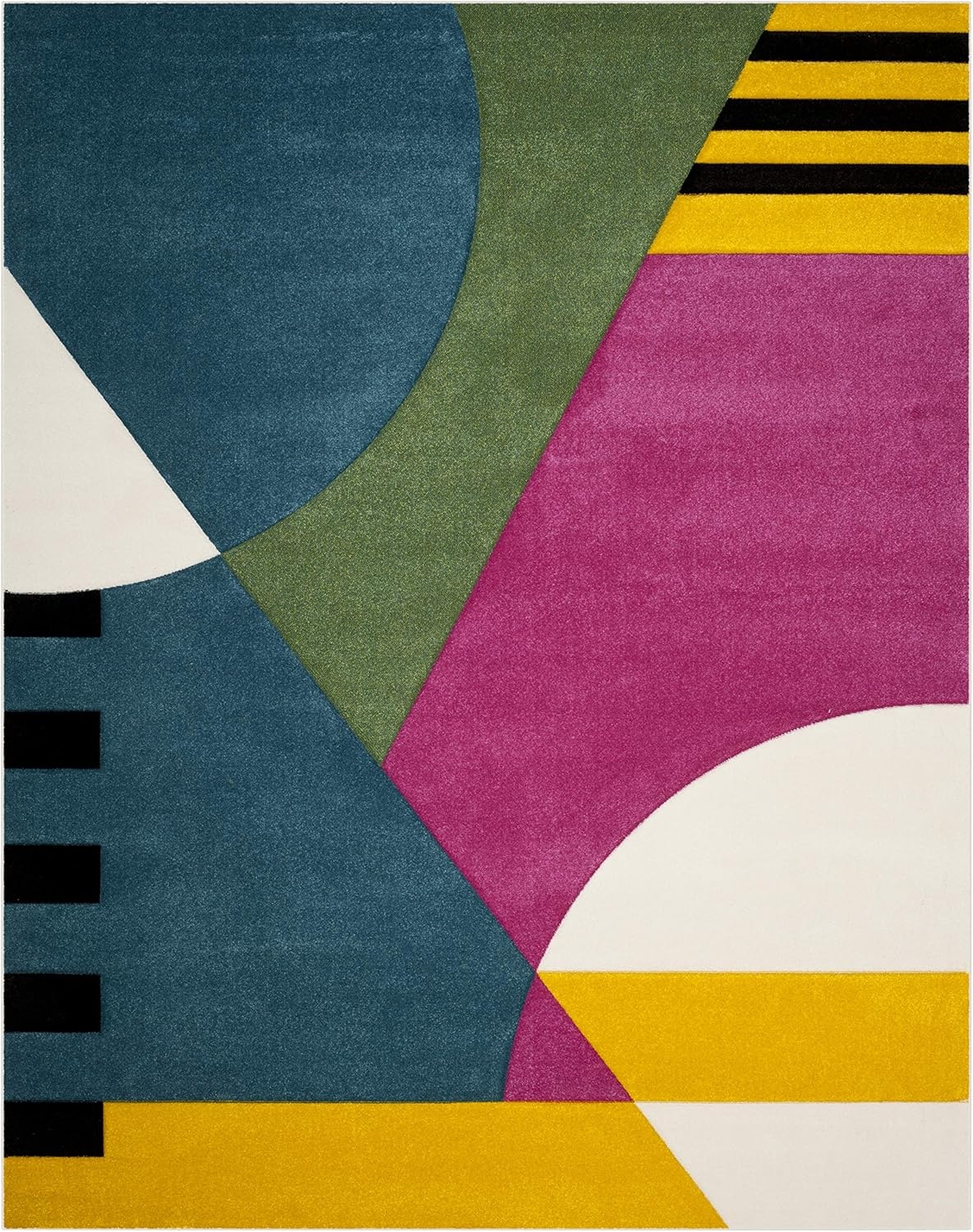 image:imageSAFAVIEH Area Rug 8x10 Hollywood Collection Large Peacock Blue amp Fuchsia MidCentury Modern Design NonShedding amp Easy Cleaning Ideal for Living Room Bedroom Office Dining Space HLW706CPeacock BlueFuchsia