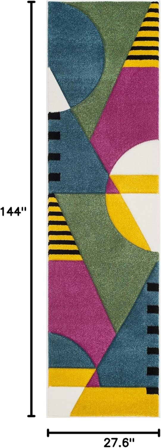 image:imageSAFAVIEH Area Rug 8x10 Hollywood Collection Large Peacock Blue amp Fuchsia MidCentury Modern Design NonShedding amp Easy Cleaning Ideal for Living Room Bedroom Office Dining Space HLW706CPeacock BlueFuchsia