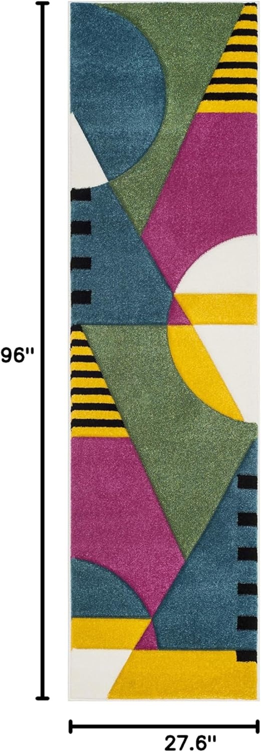 image:imageSAFAVIEH Area Rug 8x10 Hollywood Collection Large Peacock Blue amp Fuchsia MidCentury Modern Design NonShedding amp Easy Cleaning Ideal for Living Room Bedroom Office Dining Space HLW706CPeacock BlueFuchsia