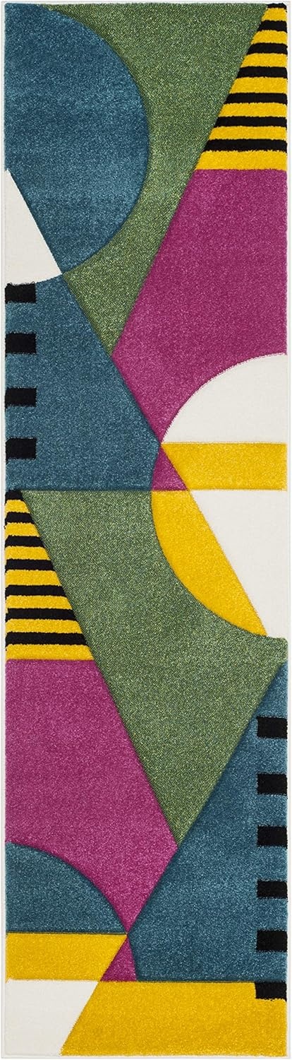 image:imageSAFAVIEH Area Rug 8x10 Hollywood Collection Large Peacock Blue amp Fuchsia MidCentury Modern Design NonShedding amp Easy Cleaning Ideal for Living Room Bedroom Office Dining Space HLW706CPeacock BlueFuchsia