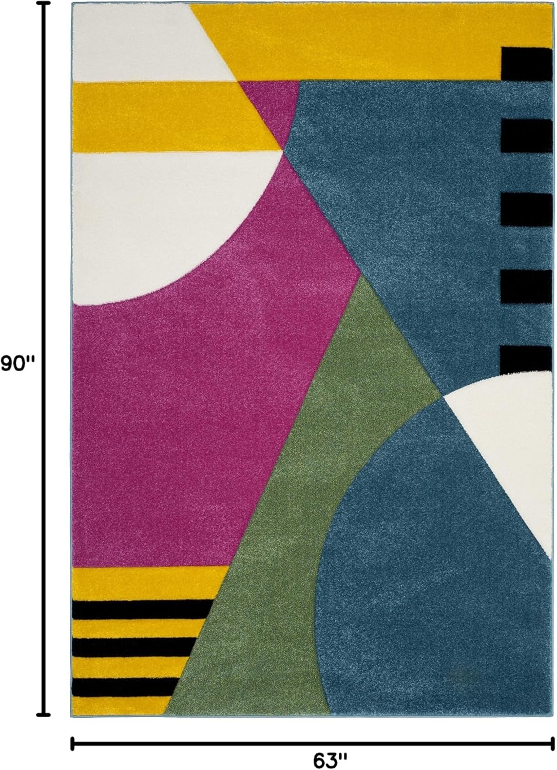 image:imageSAFAVIEH Area Rug 8x10 Hollywood Collection Large Peacock Blue amp Fuchsia MidCentury Modern Design NonShedding amp Easy Cleaning Ideal for Living Room Bedroom Office Dining Space HLW706CPeacock BlueFuchsia