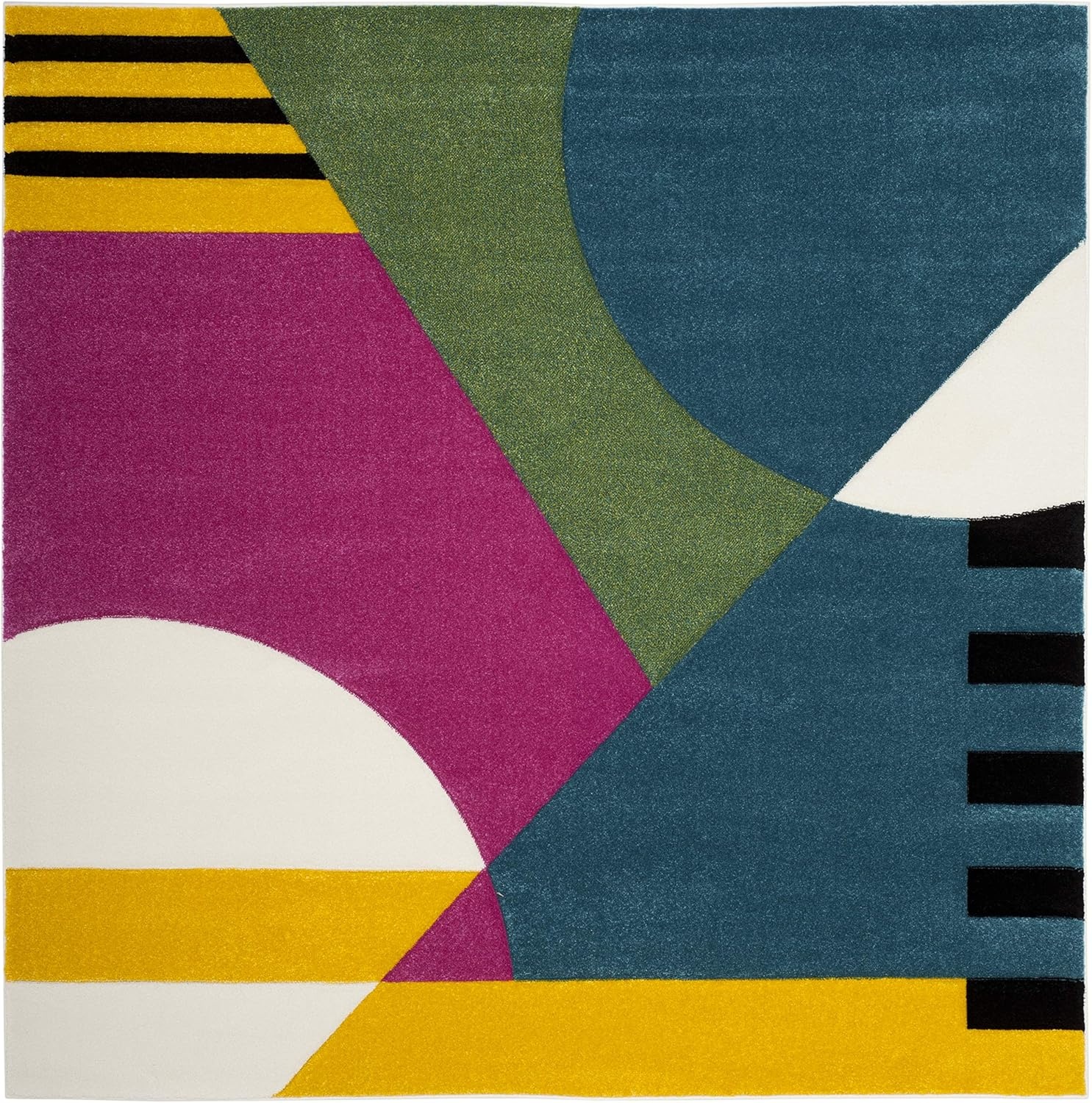 image:imageSAFAVIEH Area Rug 8x10 Hollywood Collection Large Peacock Blue amp Fuchsia MidCentury Modern Design NonShedding amp Easy Cleaning Ideal for Living Room Bedroom Office Dining Space HLW706CPeacock BlueFuchsia