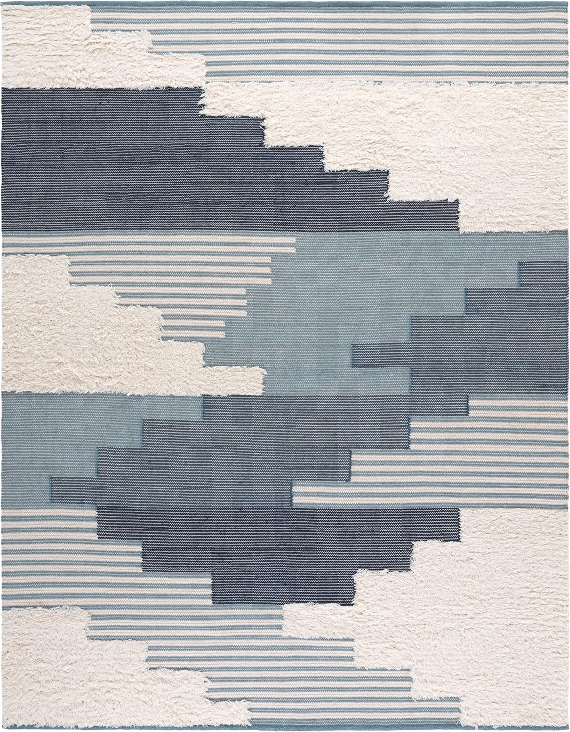 image:imageSAFAVIEH Area Rug 8x10 Kenya Collection Large Black amp Ivory Handmade Wool Southwestern Design Ideal for Living Room Bedroom Dining Space KNY278ZBlueIvory