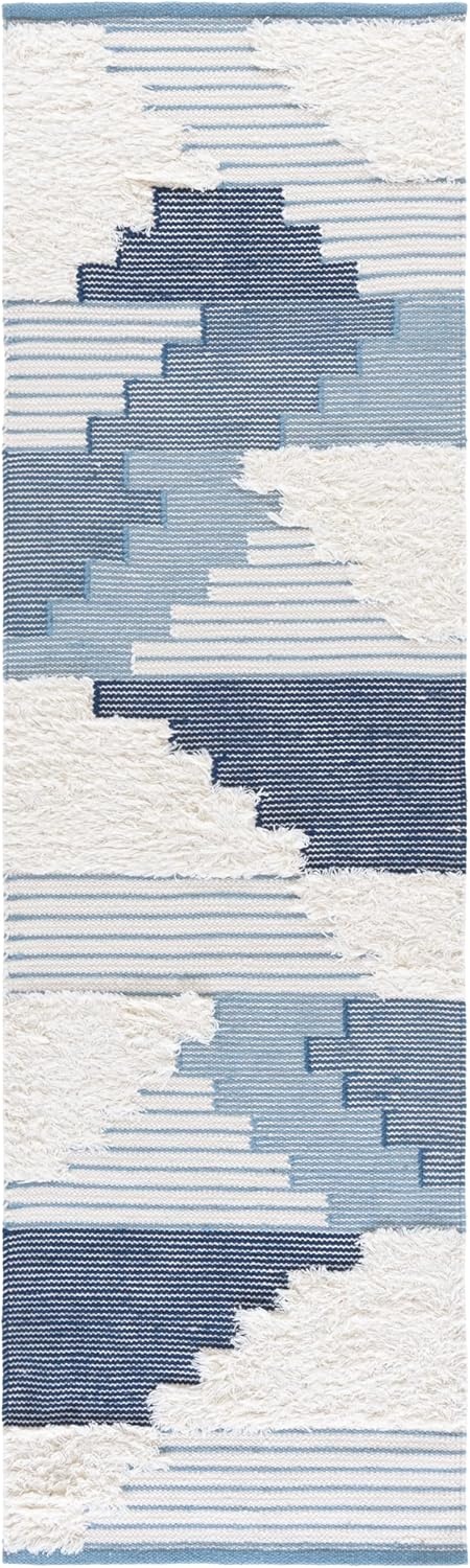 image:imageSAFAVIEH Area Rug 8x10 Kenya Collection Large Black amp Ivory Handmade Wool Southwestern Design Ideal for Living Room Bedroom Dining Space KNY278ZBlueIvory