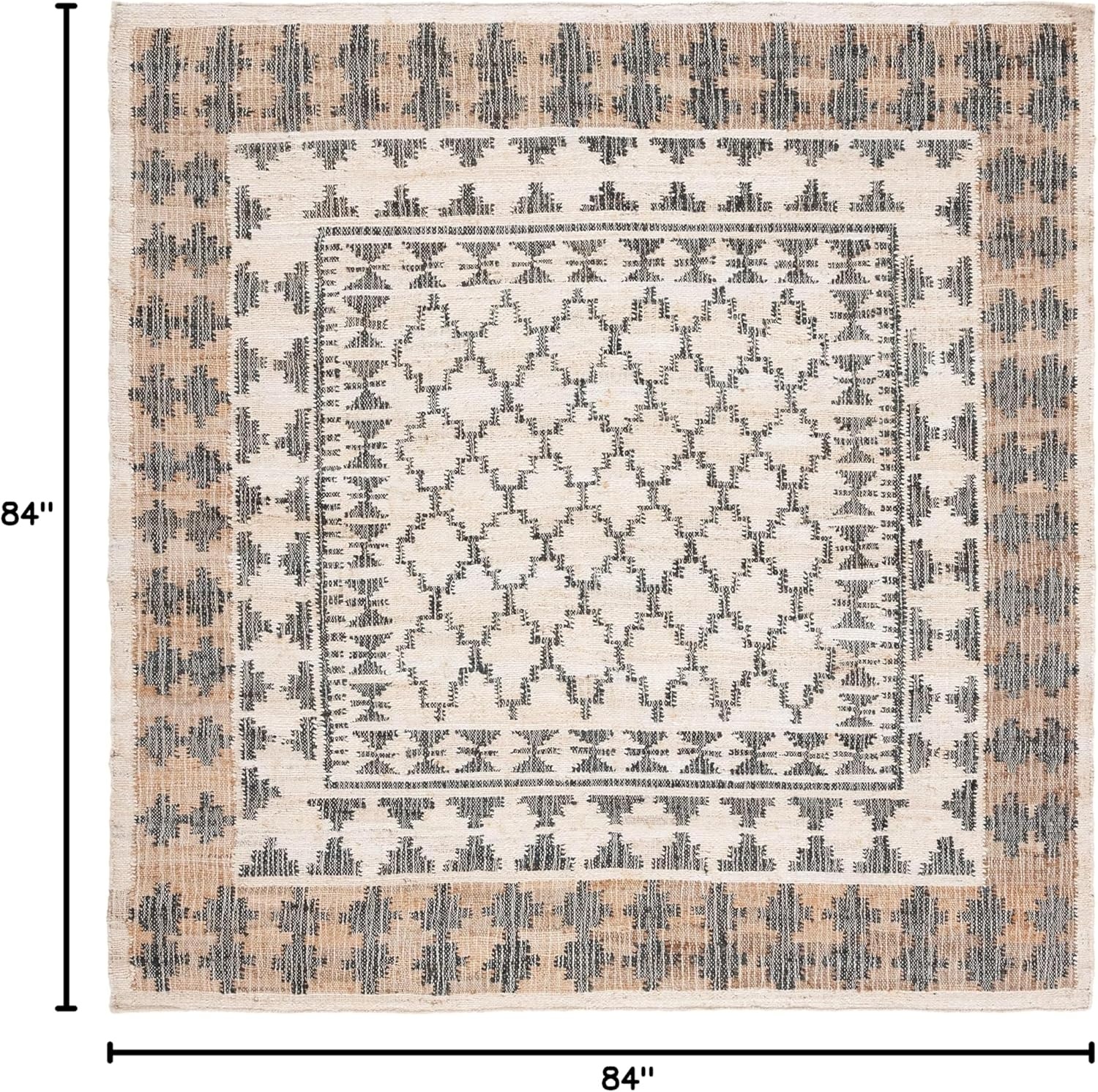 image:imageSAFAVIEH Area Rug 8x10 Kilim Collection Large Ivory amp Grey Handmade Flat Weave Jute Ideal for Living Room Bedroom Office Dining Space KLM755AIvoryGrey