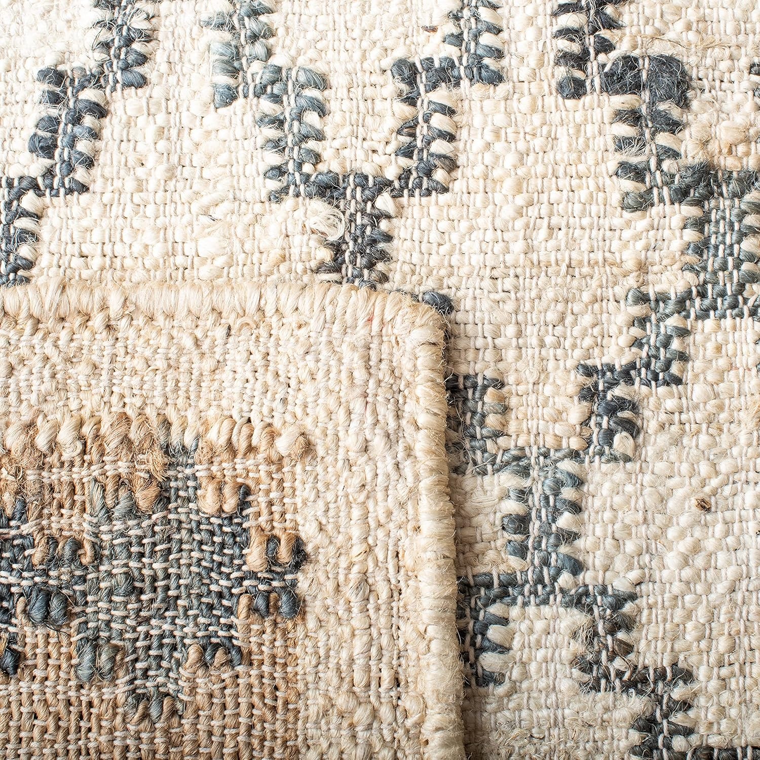 image:imageSAFAVIEH Area Rug 8x10 Kilim Collection Large Ivory amp Grey Handmade Flat Weave Jute Ideal for Living Room Bedroom Office Dining Space KLM755AIvoryGrey