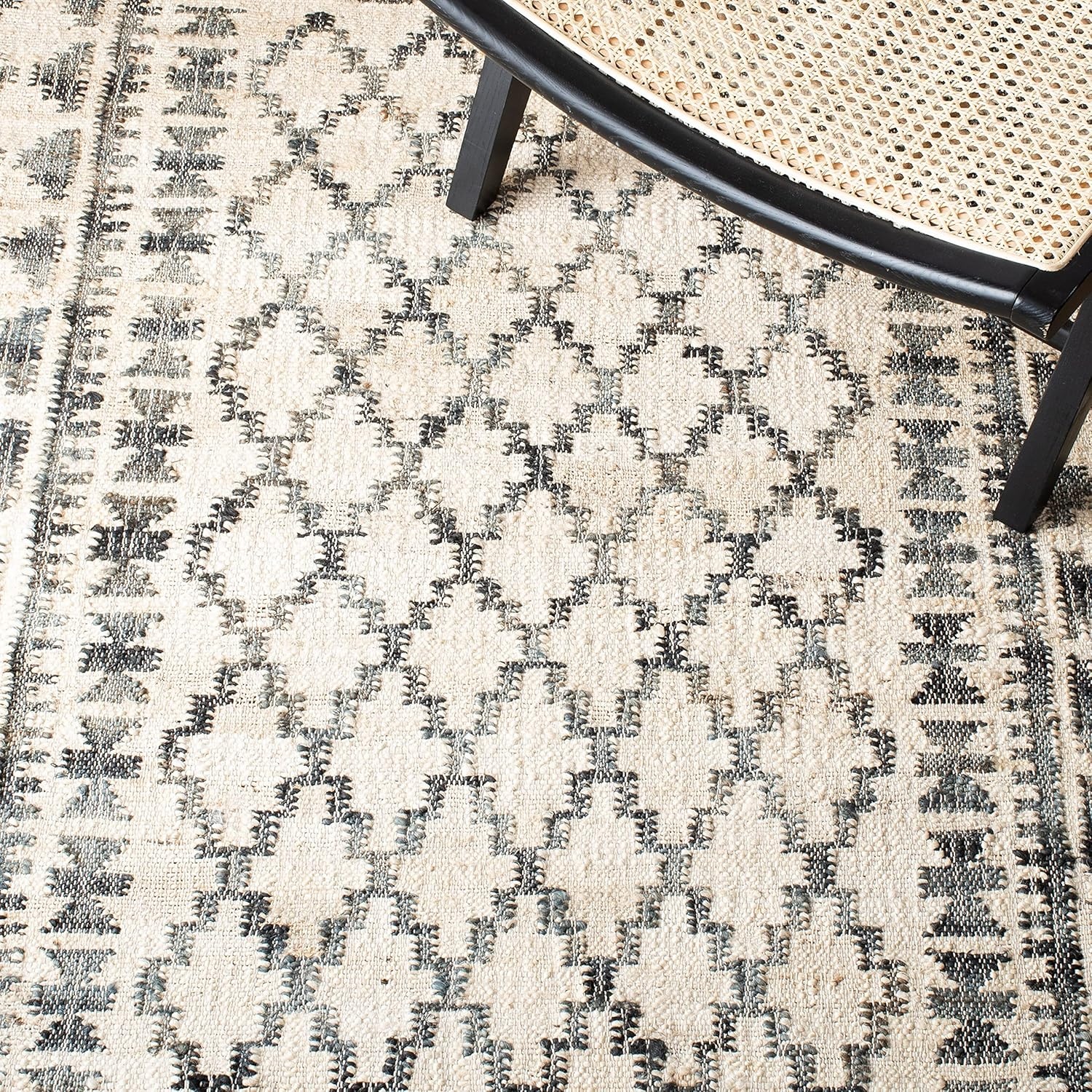 image:imageSAFAVIEH Area Rug 8x10 Kilim Collection Large Ivory amp Grey Handmade Flat Weave Jute Ideal for Living Room Bedroom Office Dining Space KLM755AIvoryGrey