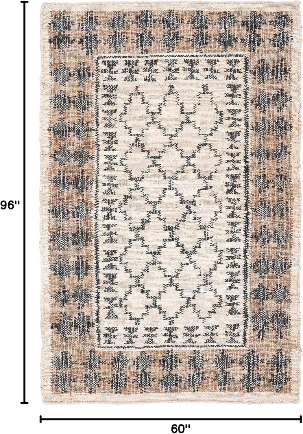image:imageSAFAVIEH Area Rug 8x10 Kilim Collection Large Ivory amp Grey Handmade Flat Weave Jute Ideal for Living Room Bedroom Office Dining Space KLM755AIvoryGrey