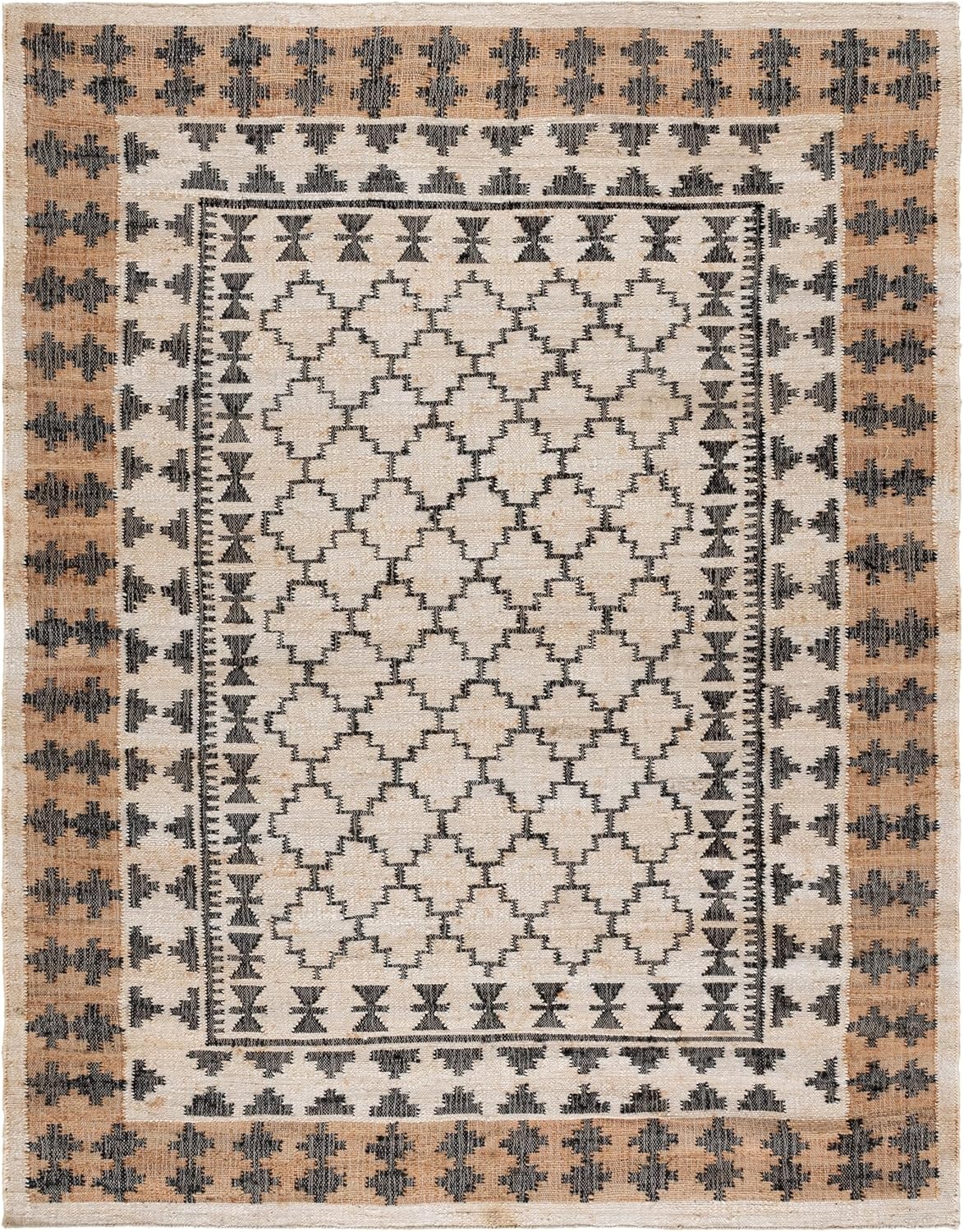 image:imageSAFAVIEH Area Rug 8x10 Kilim Collection Large Ivory amp Grey Handmade Flat Weave Jute Ideal for Living Room Bedroom Office Dining Space KLM755AIvoryGrey