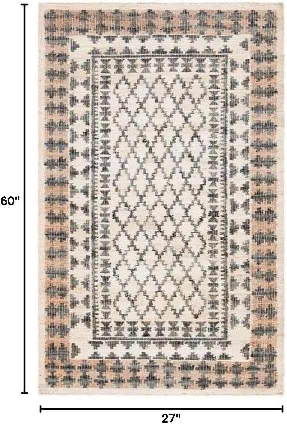 image:imageSAFAVIEH Area Rug 8x10 Kilim Collection Large Ivory amp Grey Handmade Flat Weave Jute Ideal for Living Room Bedroom Office Dining Space KLM755AIvoryGrey