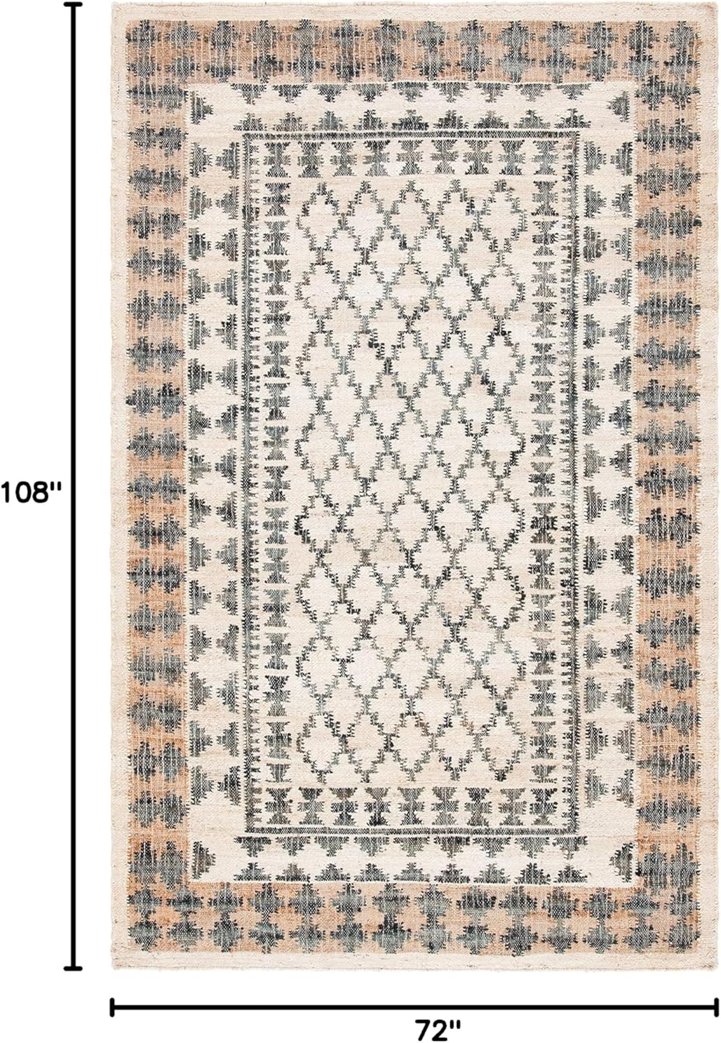 image:imageSAFAVIEH Area Rug 8x10 Kilim Collection Large Ivory amp Grey Handmade Flat Weave Jute Ideal for Living Room Bedroom Office Dining Space KLM755AIvoryGrey