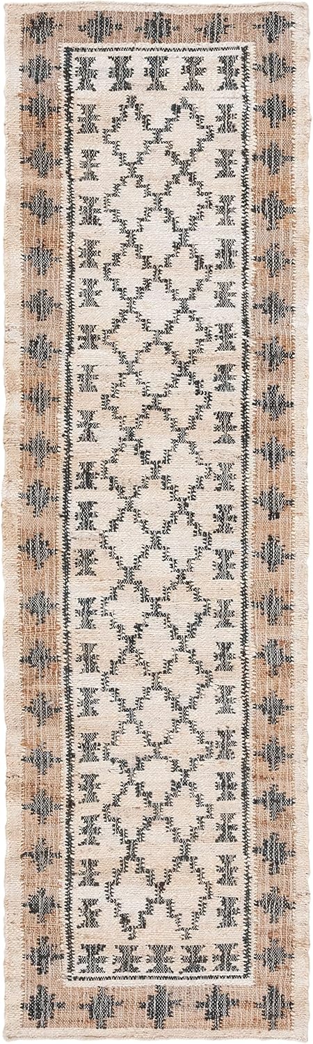 image:imageSAFAVIEH Area Rug 8x10 Kilim Collection Large Ivory amp Grey Handmade Flat Weave Jute Ideal for Living Room Bedroom Office Dining Space KLM755AIvoryGrey