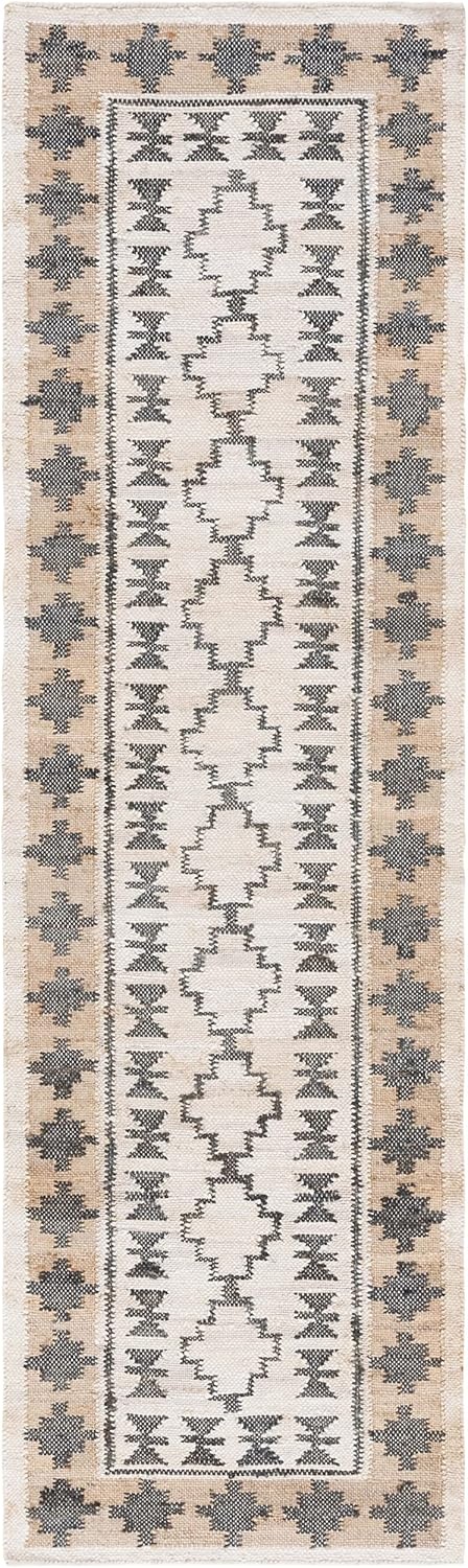 image:imageSAFAVIEH Area Rug 8x10 Kilim Collection Large Ivory amp Grey Handmade Flat Weave Jute Ideal for Living Room Bedroom Office Dining Space KLM755AIvoryGrey