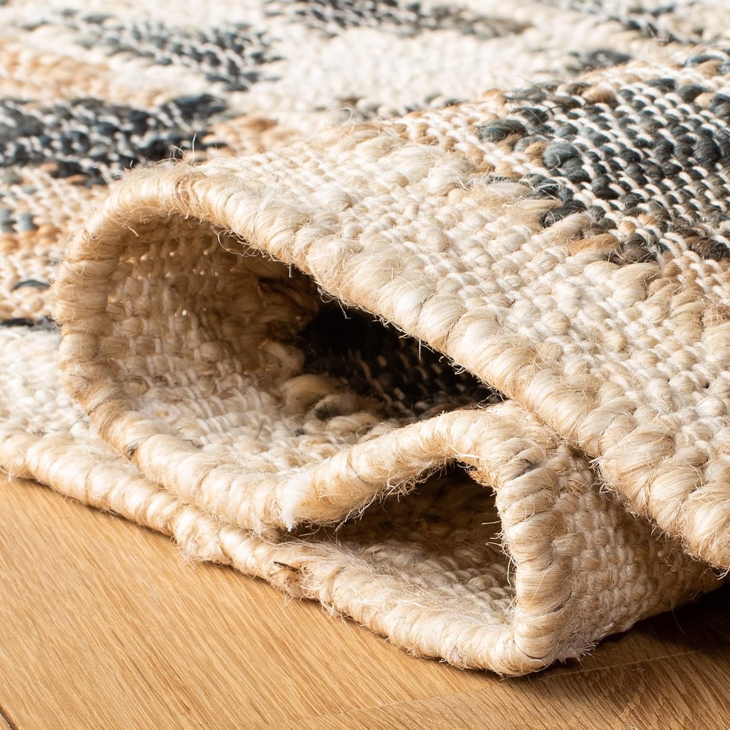 image:imageSAFAVIEH Area Rug 8x10 Kilim Collection Large Ivory amp Grey Handmade Flat Weave Jute Ideal for Living Room Bedroom Office Dining Space KLM755AIvoryGrey