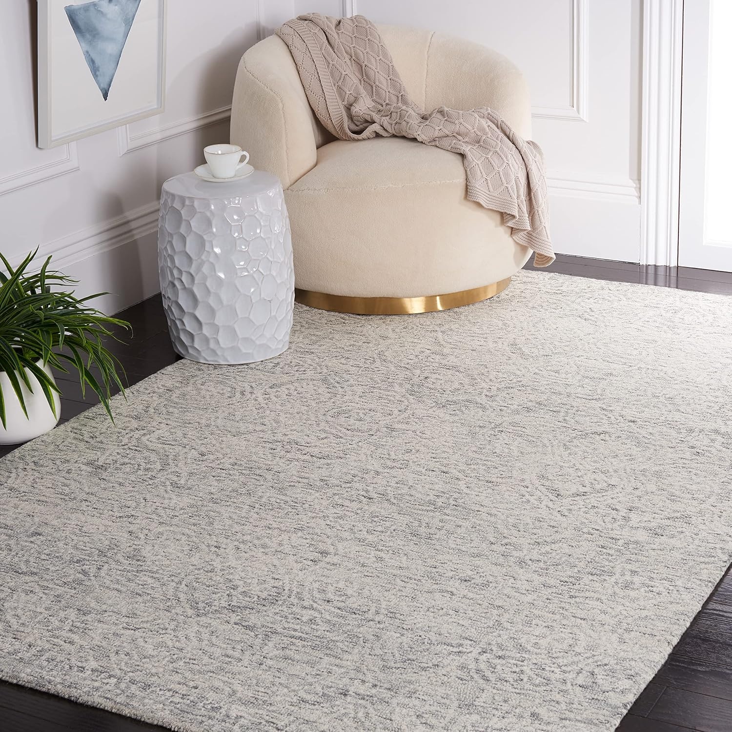 image:imageSAFAVIEH Area Rug 8x10 Metro Collection Large Natural amp Ivory Handmade Wool Ideal for Living Room Bedroom Dining Space MET998ADark GreyIvory