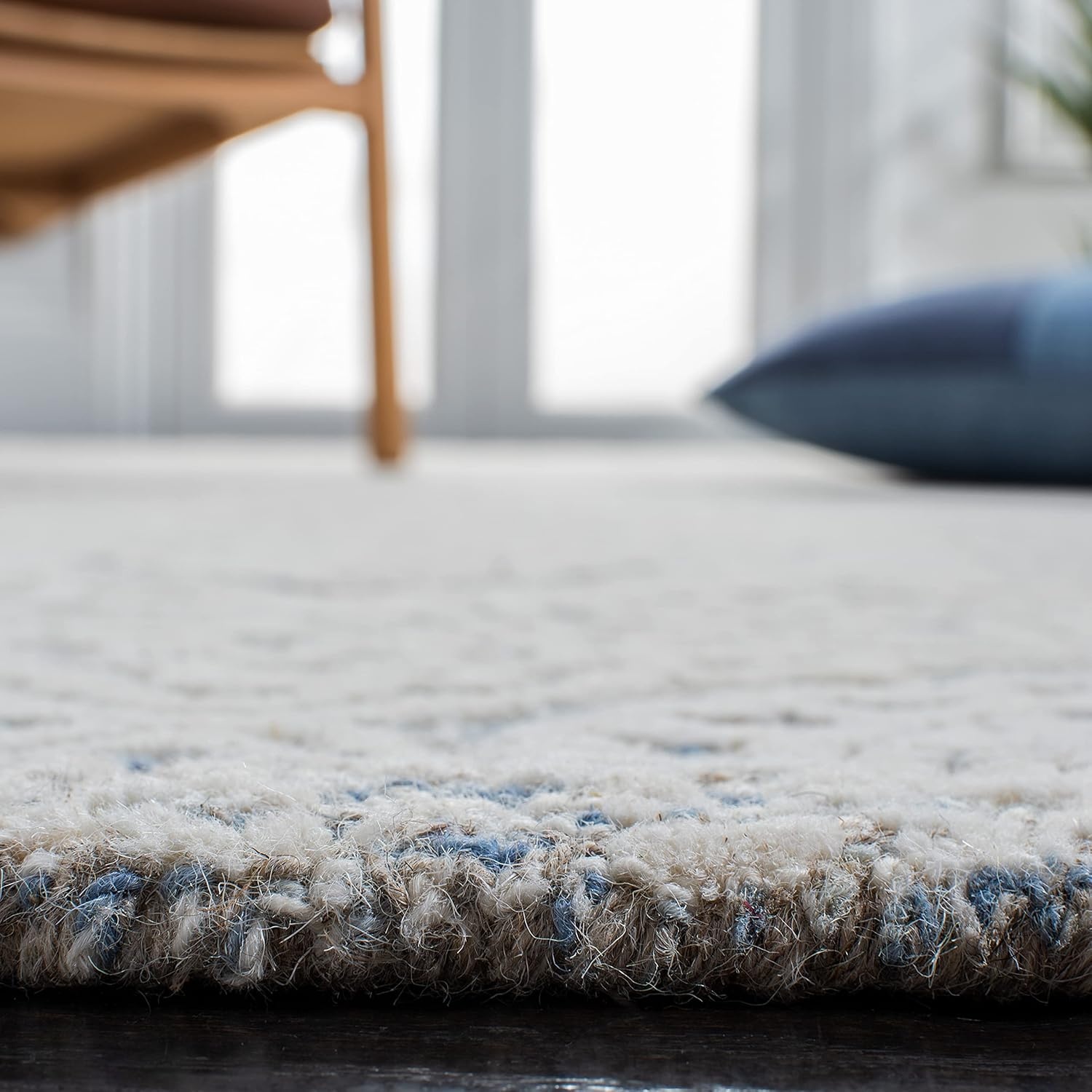 image:imageSAFAVIEH Area Rug 8x10 Metro Collection Large Natural amp Ivory Handmade Wool Ideal for Living Room Bedroom Dining Space MET998ALight Blue Ivory