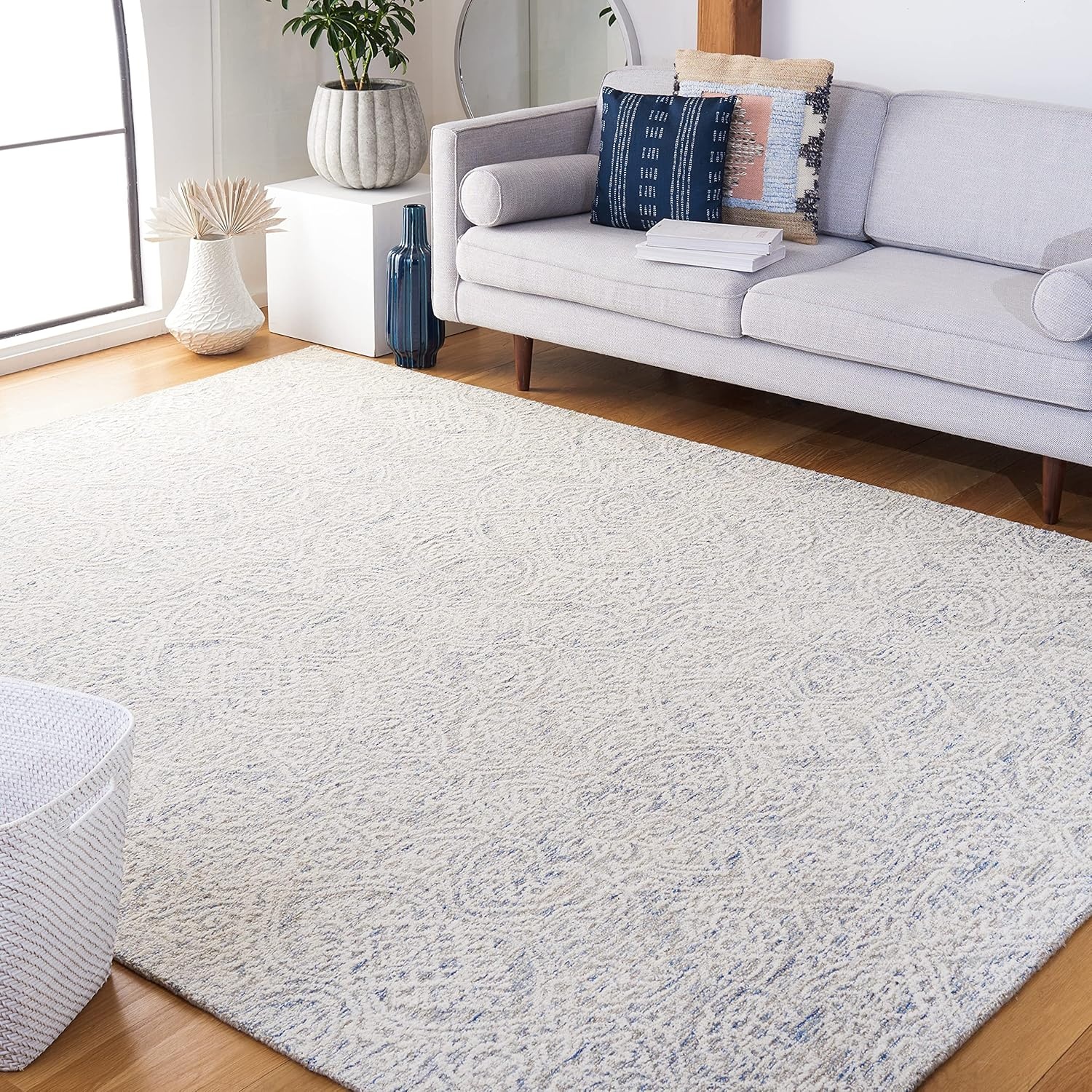 image:imageSAFAVIEH Area Rug 8x10 Metro Collection Large Natural amp Ivory Handmade Wool Ideal for Living Room Bedroom Dining Space MET998ALight Blue Ivory