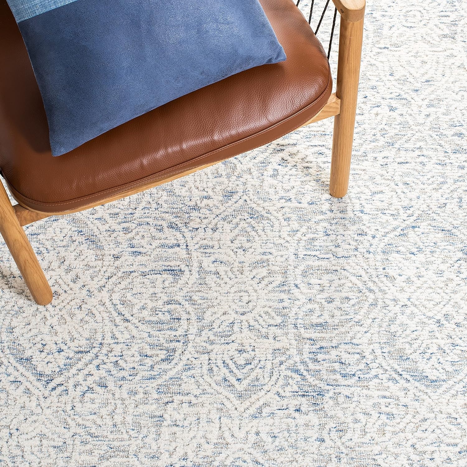 image:imageSAFAVIEH Area Rug 8x10 Metro Collection Large Natural amp Ivory Handmade Wool Ideal for Living Room Bedroom Dining Space MET998ALight Blue Ivory