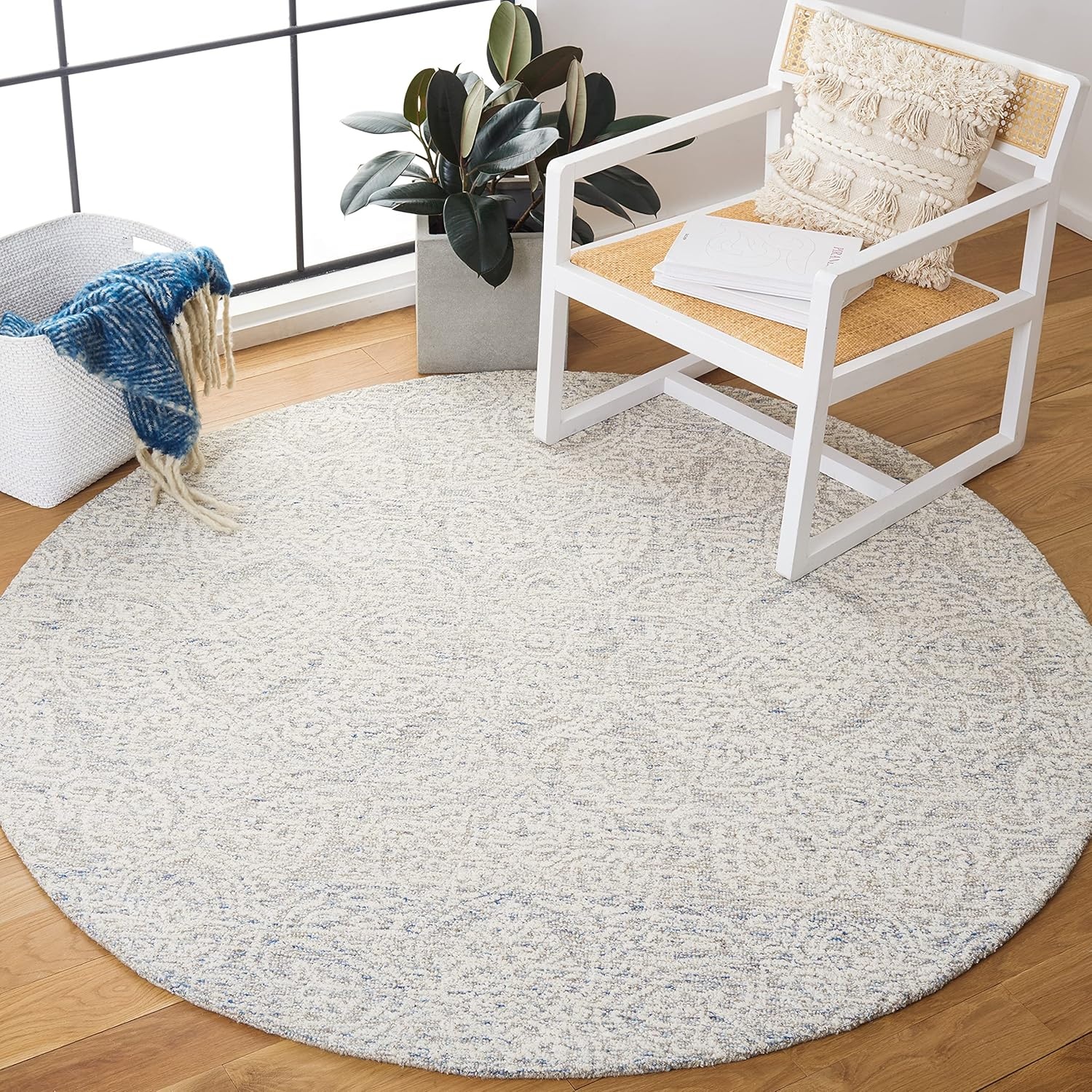 image:imageSAFAVIEH Area Rug 8x10 Metro Collection Large Natural amp Ivory Handmade Wool Ideal for Living Room Bedroom Dining Space MET998ALight Blue Ivory