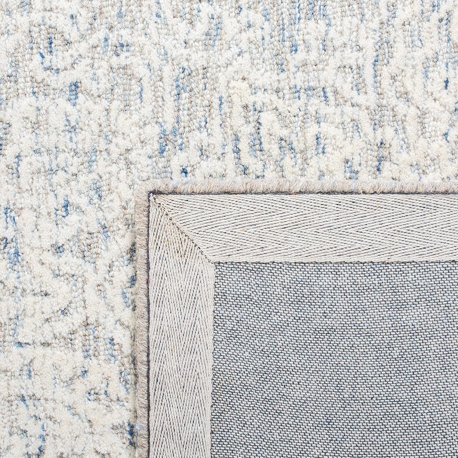 image:imageSAFAVIEH Area Rug 8x10 Metro Collection Large Natural amp Ivory Handmade Wool Ideal for Living Room Bedroom Dining Space MET998ALight Blue Ivory