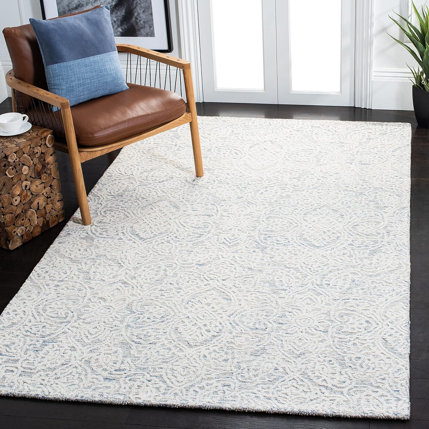 image:imageSAFAVIEH Area Rug 8x10 Metro Collection Large Natural amp Ivory Handmade Wool Ideal for Living Room Bedroom Dining Space MET998ALight Blue Ivory
