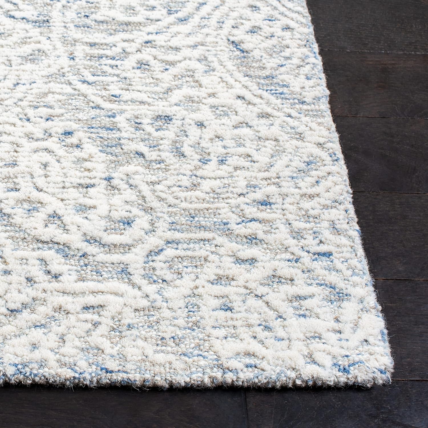 image:imageSAFAVIEH Area Rug 8x10 Metro Collection Large Natural amp Ivory Handmade Wool Ideal for Living Room Bedroom Dining Space MET998ALight Blue Ivory