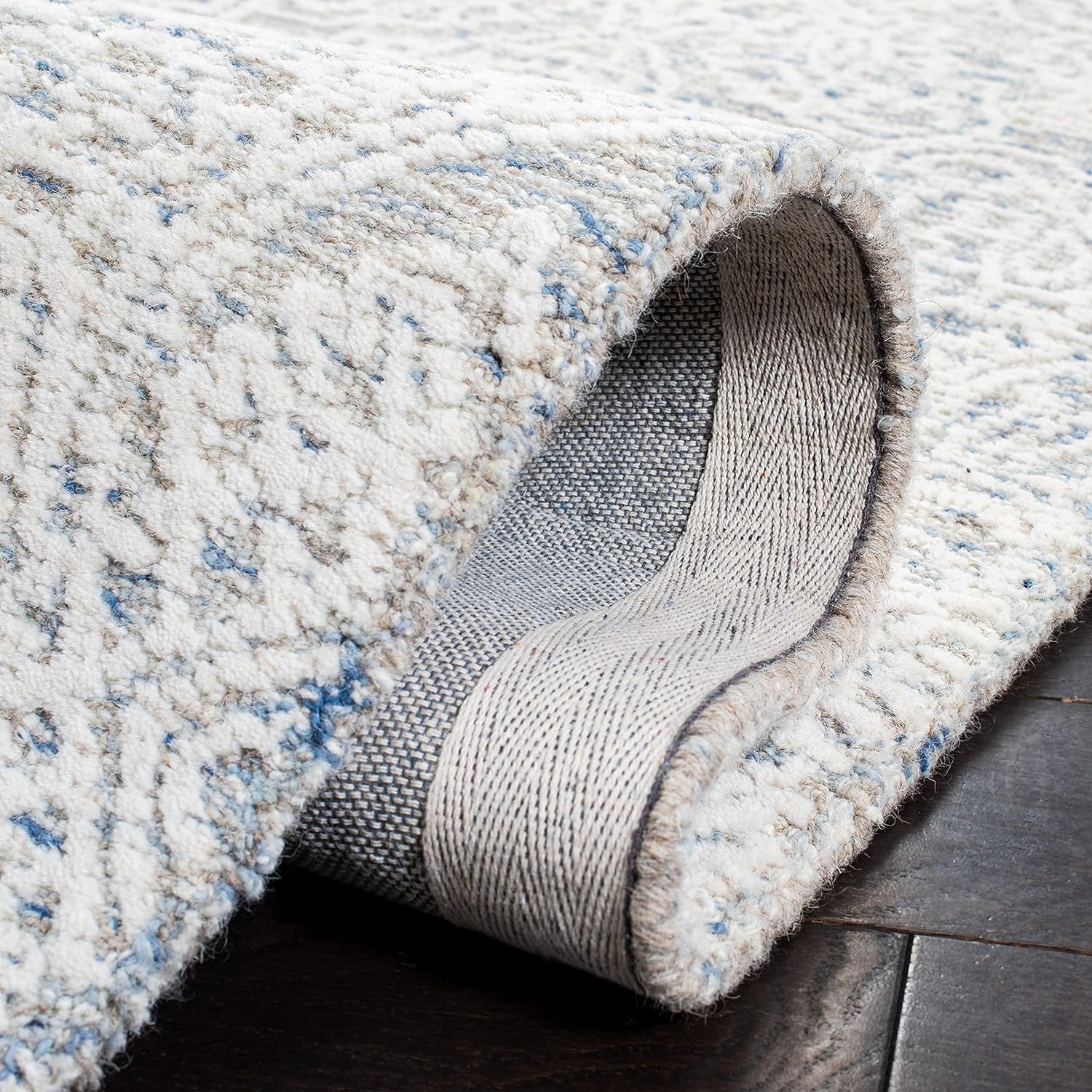 image:imageSAFAVIEH Area Rug 8x10 Metro Collection Large Natural amp Ivory Handmade Wool Ideal for Living Room Bedroom Dining Space MET998ALight Blue Ivory