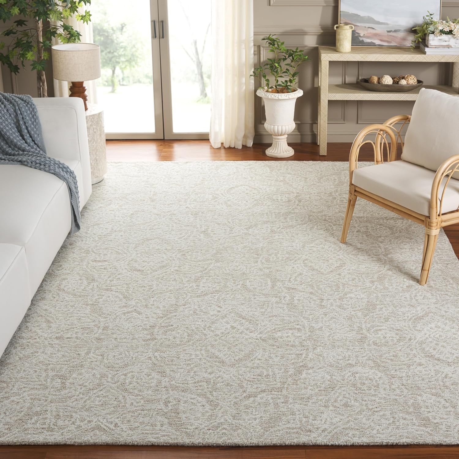 image:imageSAFAVIEH Area Rug 8x10 Metro Collection Large Natural amp Ivory Handmade Wool Ideal for Living Room Bedroom Dining Space MET998ANaturalIvory