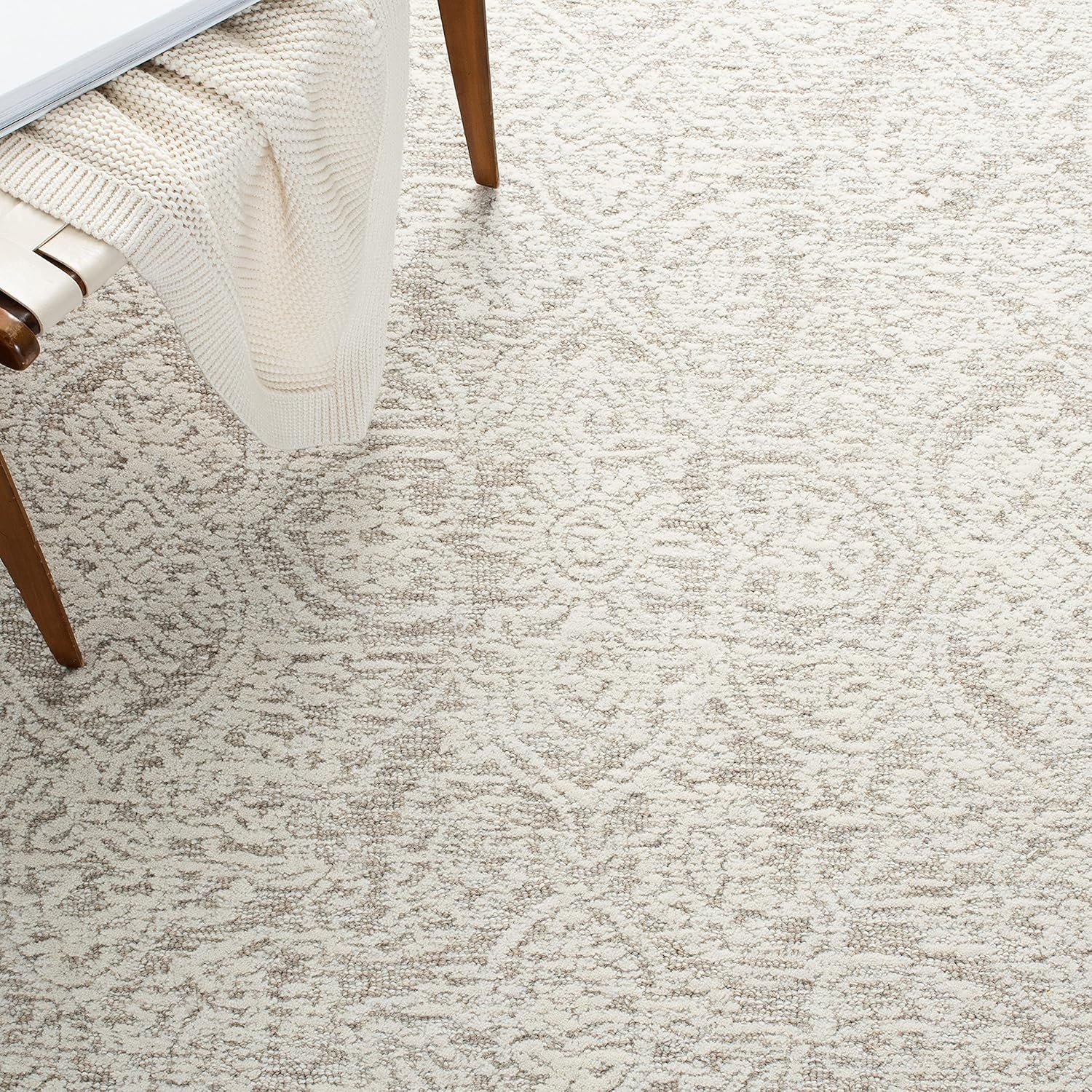 image:imageSAFAVIEH Area Rug 8x10 Metro Collection Large Natural amp Ivory Handmade Wool Ideal for Living Room Bedroom Dining Space MET998ANaturalIvory