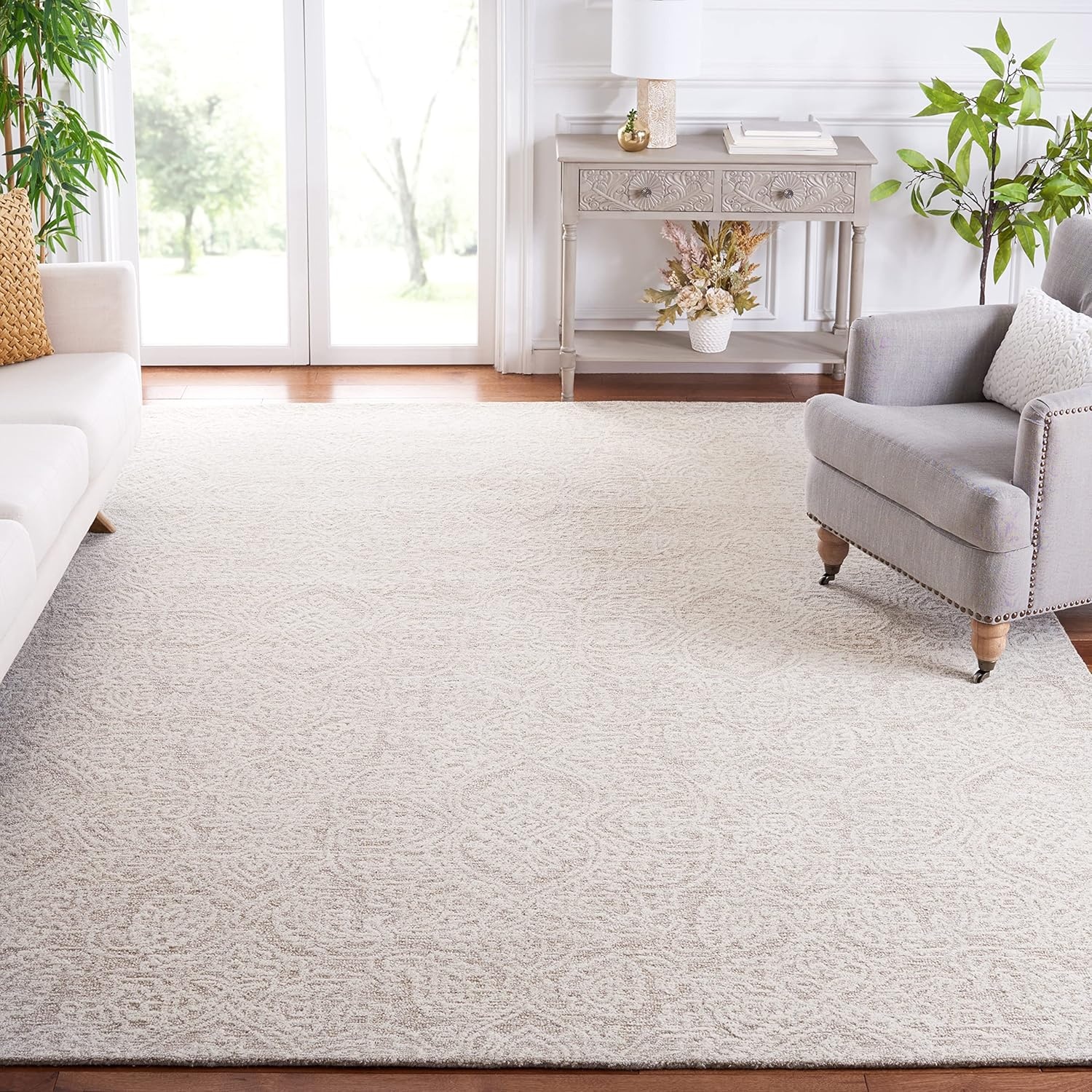 image:imageSAFAVIEH Area Rug 8x10 Metro Collection Large Natural amp Ivory Handmade Wool Ideal for Living Room Bedroom Dining Space MET998ANaturalIvory