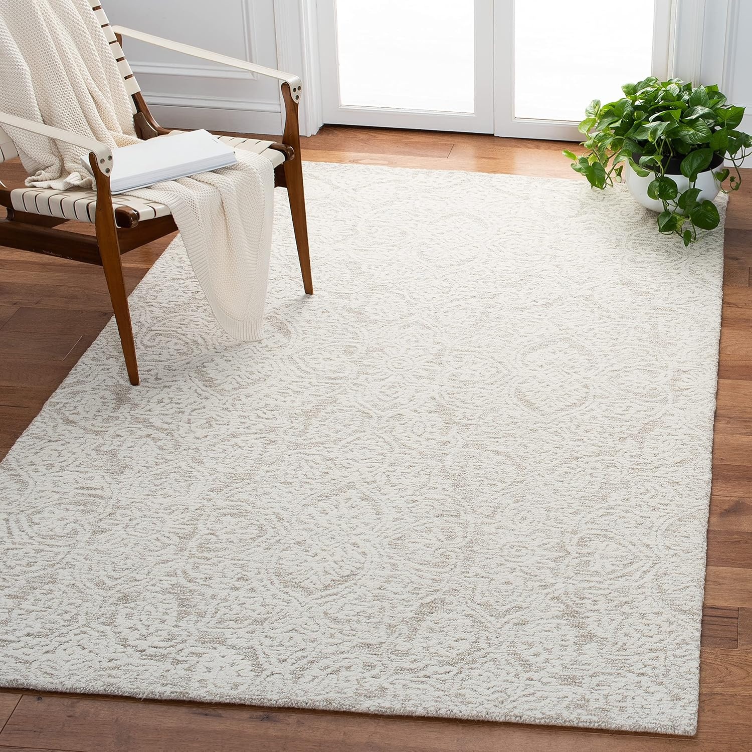 image:imageSAFAVIEH Area Rug 8x10 Metro Collection Large Natural amp Ivory Handmade Wool Ideal for Living Room Bedroom Dining Space MET998ANaturalIvory