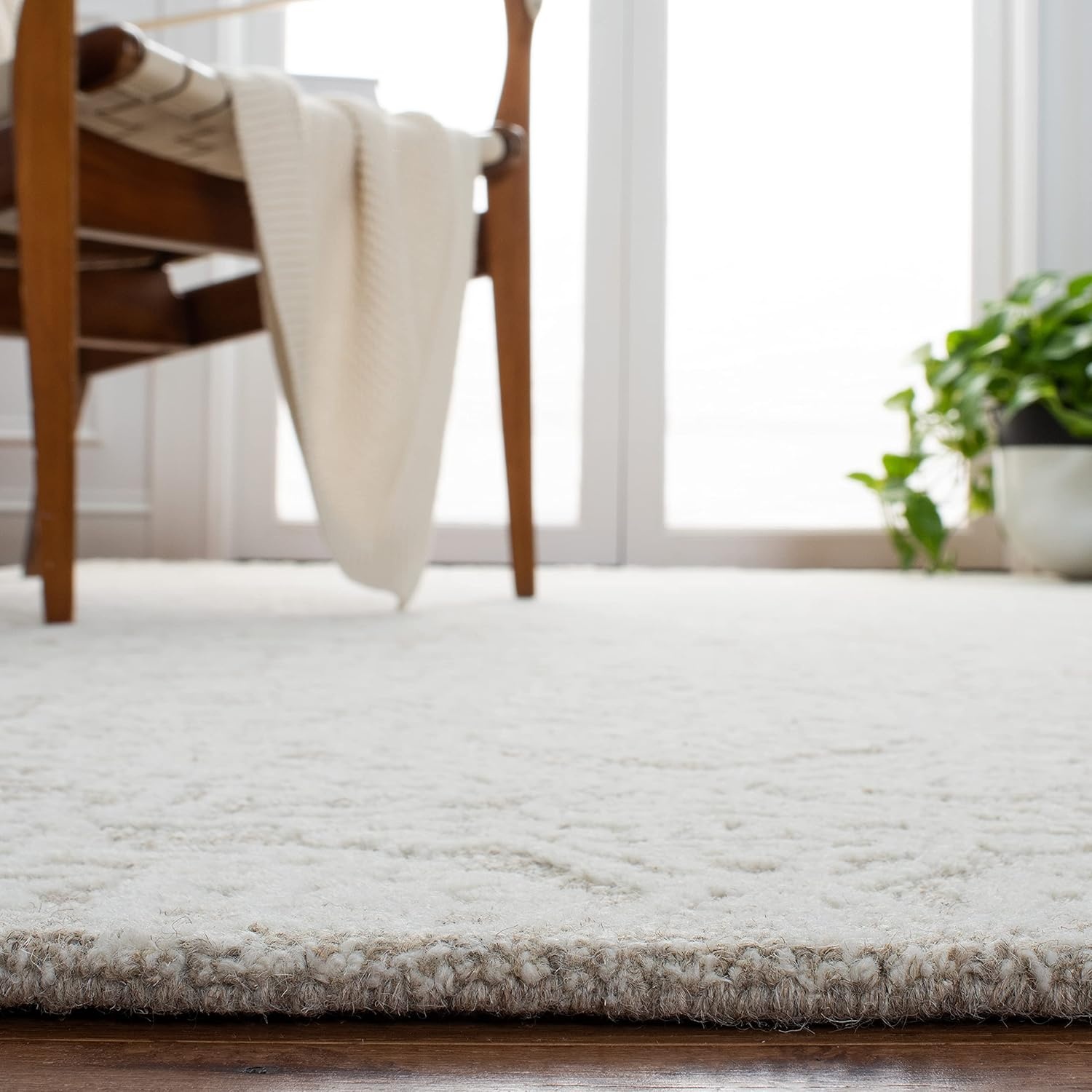 image:imageSAFAVIEH Area Rug 8x10 Metro Collection Large Natural amp Ivory Handmade Wool Ideal for Living Room Bedroom Dining Space MET998ANaturalIvory