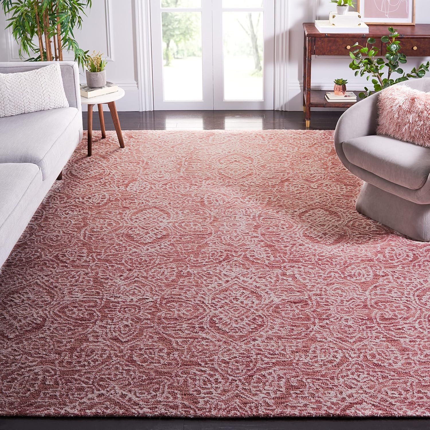 image:imageSAFAVIEH Area Rug 8x10 Metro Collection Large Natural amp Ivory Handmade Wool Ideal for Living Room Bedroom Dining Space MET998APinkIvory