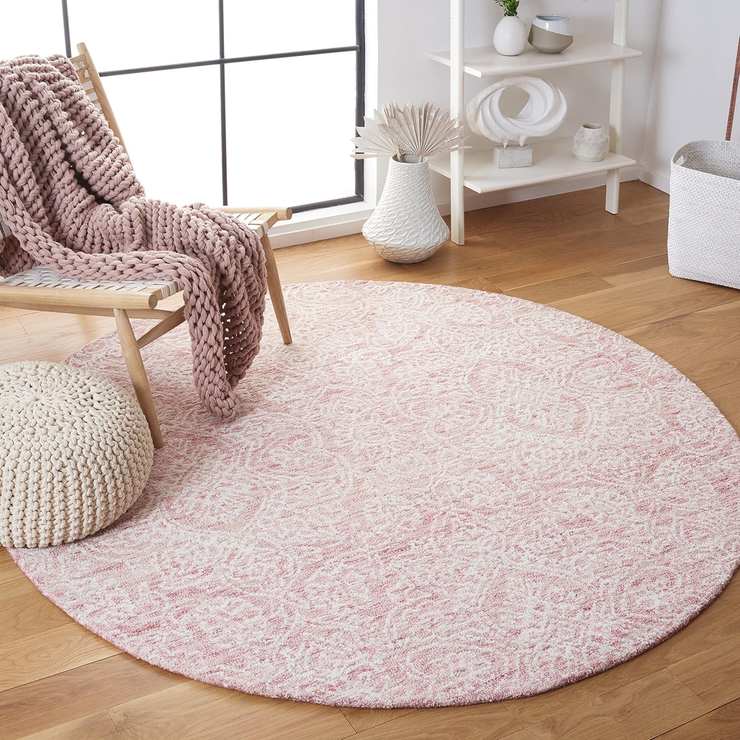 image:imageSAFAVIEH Area Rug 8x10 Metro Collection Large Natural amp Ivory Handmade Wool Ideal for Living Room Bedroom Dining Space MET998APinkIvory