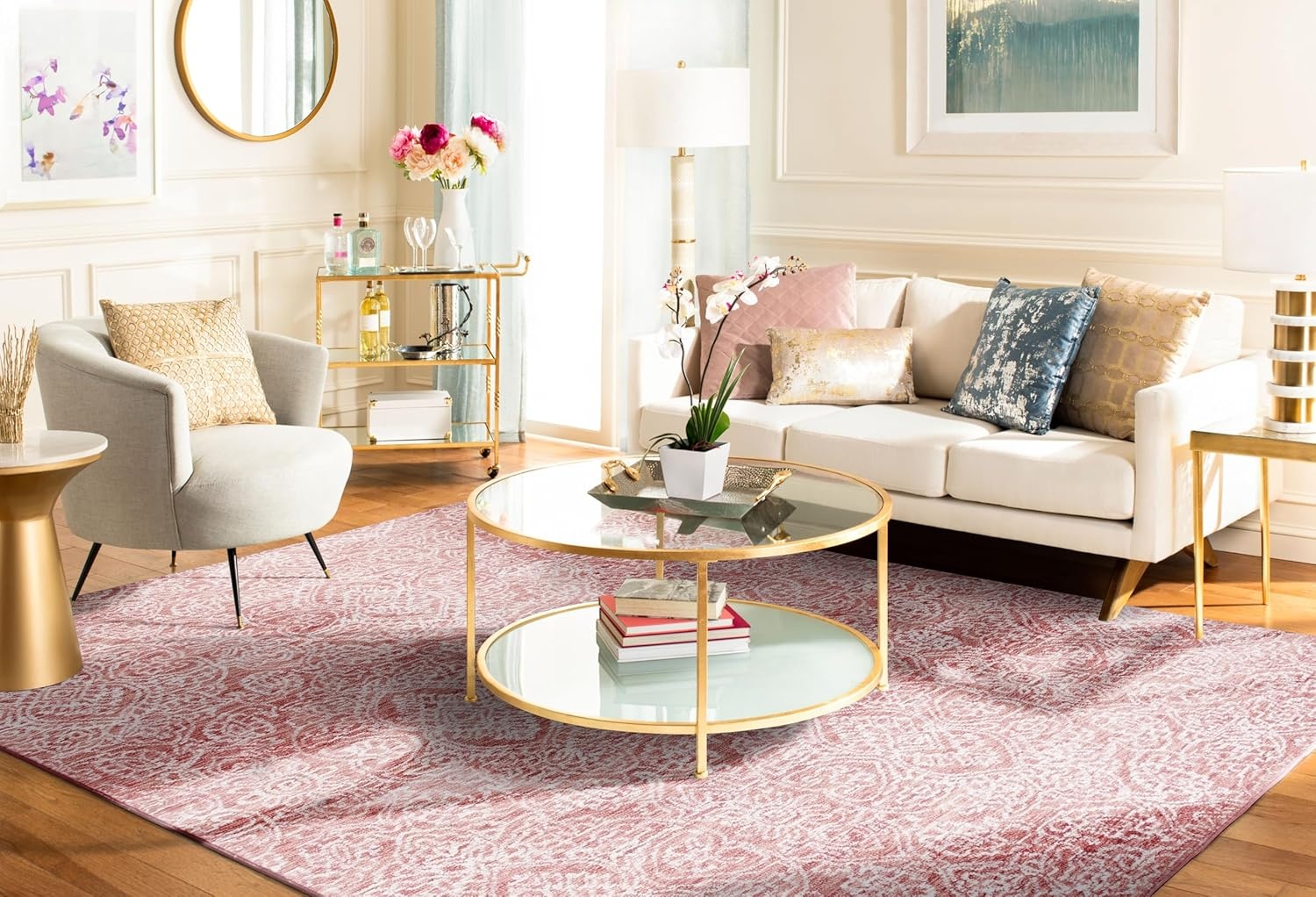 image:imageSAFAVIEH Area Rug 8x10 Metro Collection Large Natural amp Ivory Handmade Wool Ideal for Living Room Bedroom Dining Space MET998APinkIvory
