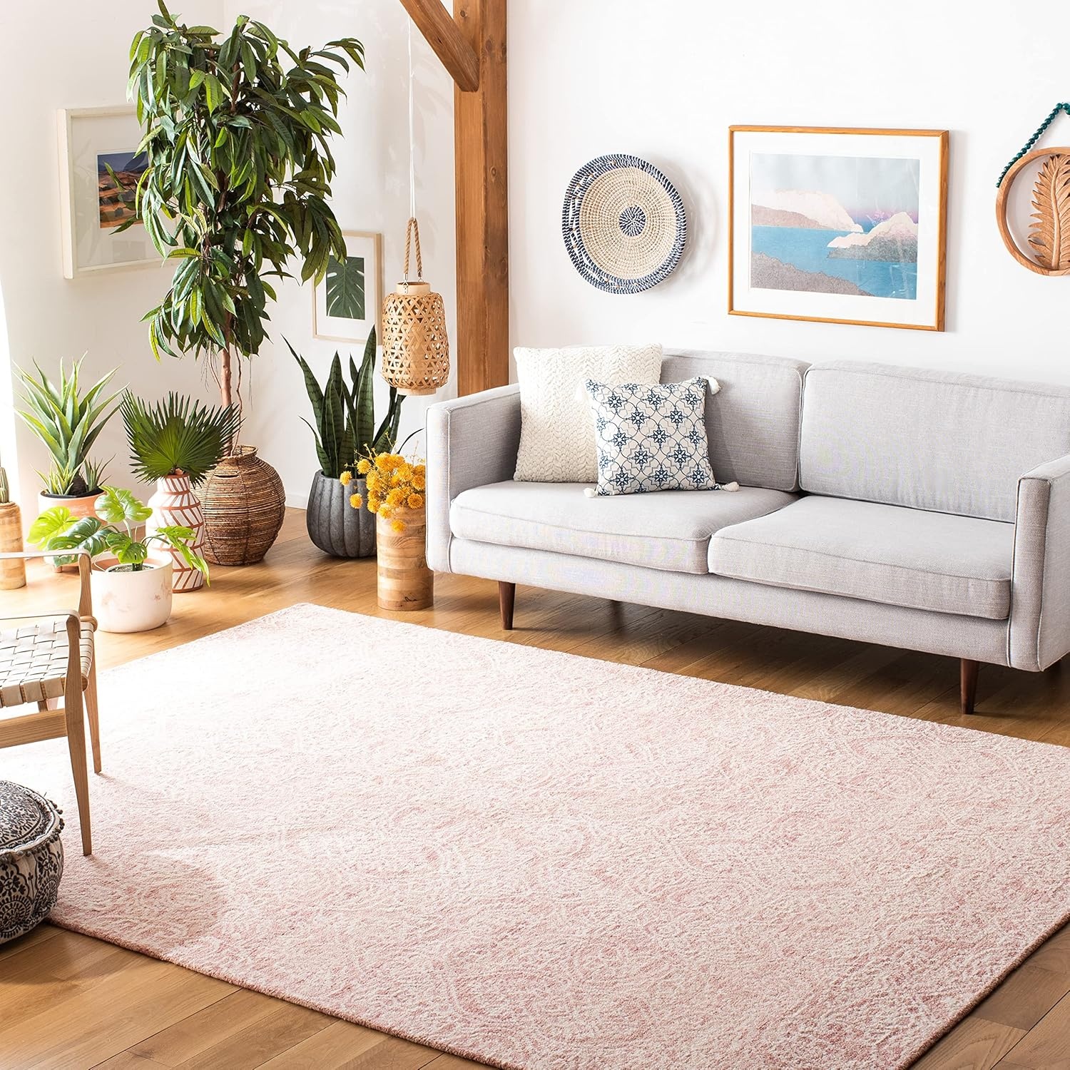 image:imageSAFAVIEH Area Rug 8x10 Metro Collection Large Natural amp Ivory Handmade Wool Ideal for Living Room Bedroom Dining Space MET998APinkIvory