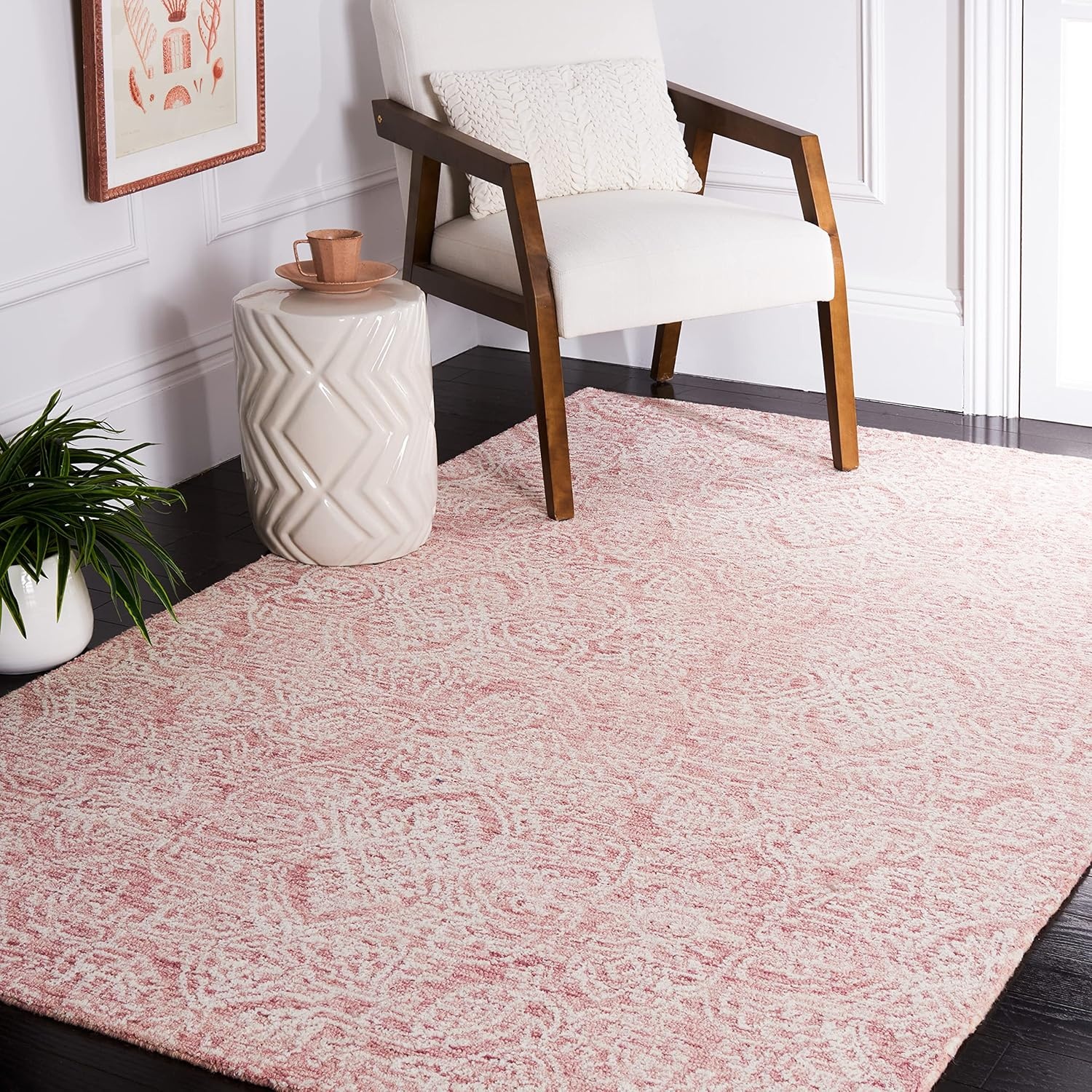 image:imageSAFAVIEH Area Rug 8x10 Metro Collection Large Natural amp Ivory Handmade Wool Ideal for Living Room Bedroom Dining Space MET998APinkIvory
