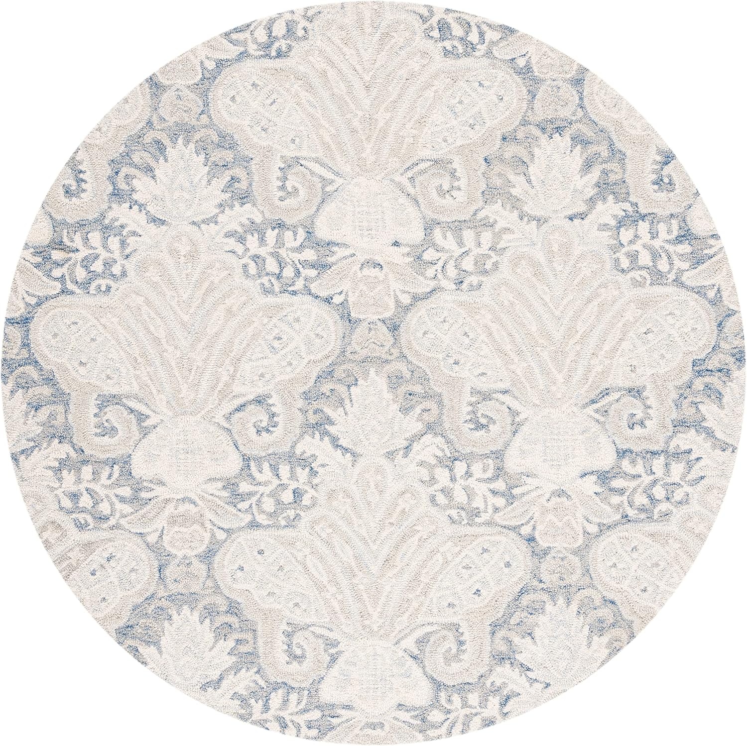 image:imageSAFAVIEH Area Rug 8x10 MicroLoop Collection Large Beige Handmade Wool Ideal for Living Room Bedroom Office Dining Space MLP539BBlueIvory