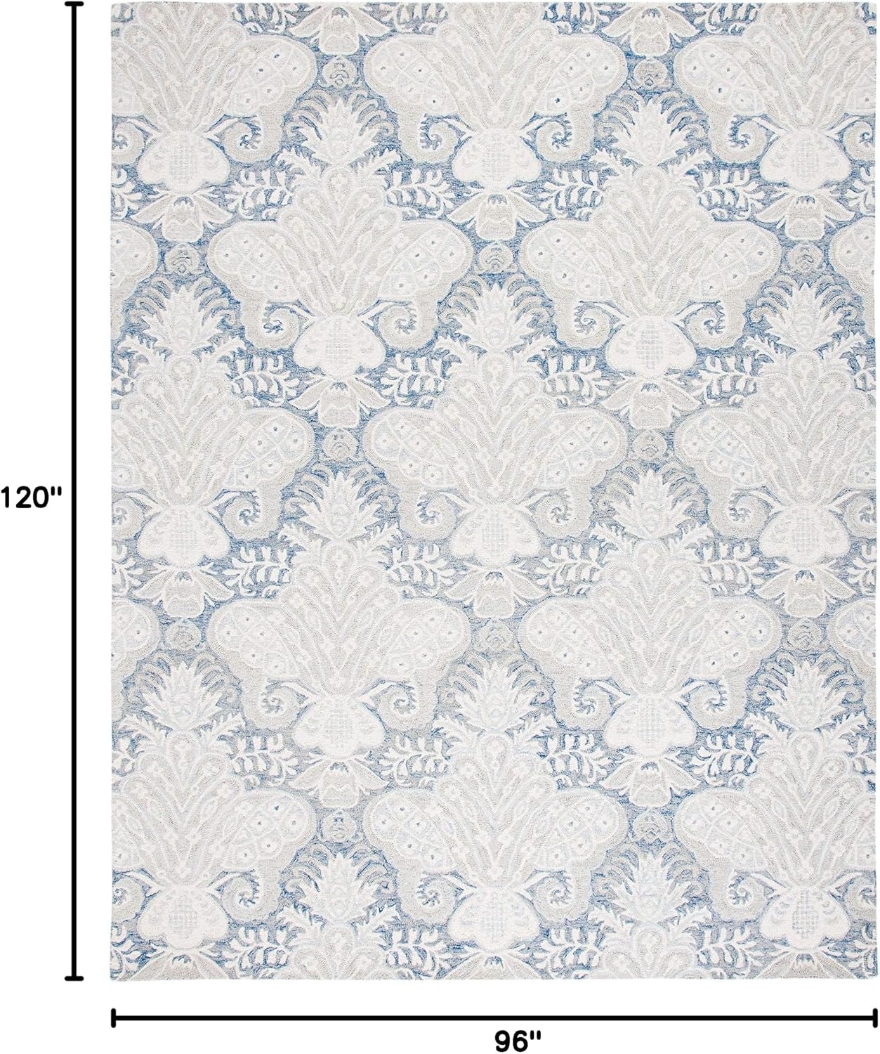 image:imageSAFAVIEH Area Rug 8x10 MicroLoop Collection Large Beige Handmade Wool Ideal for Living Room Bedroom Office Dining Space MLP539BBlueIvory