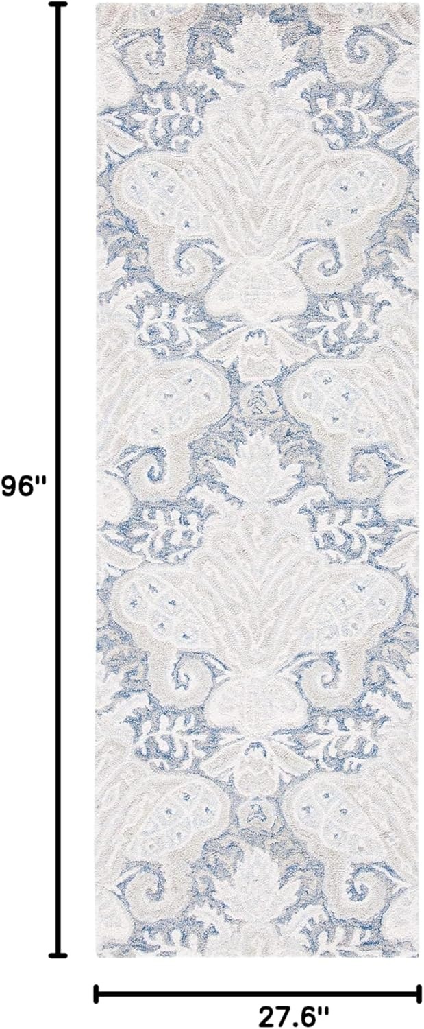 image:imageSAFAVIEH Area Rug 8x10 MicroLoop Collection Large Beige Handmade Wool Ideal for Living Room Bedroom Office Dining Space MLP539BBlueIvory