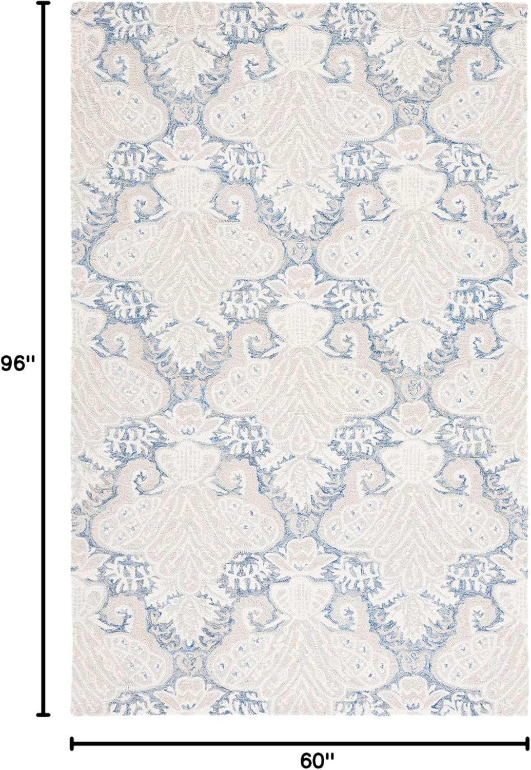 image:imageSAFAVIEH Area Rug 8x10 MicroLoop Collection Large Beige Handmade Wool Ideal for Living Room Bedroom Office Dining Space MLP539BBlueIvory