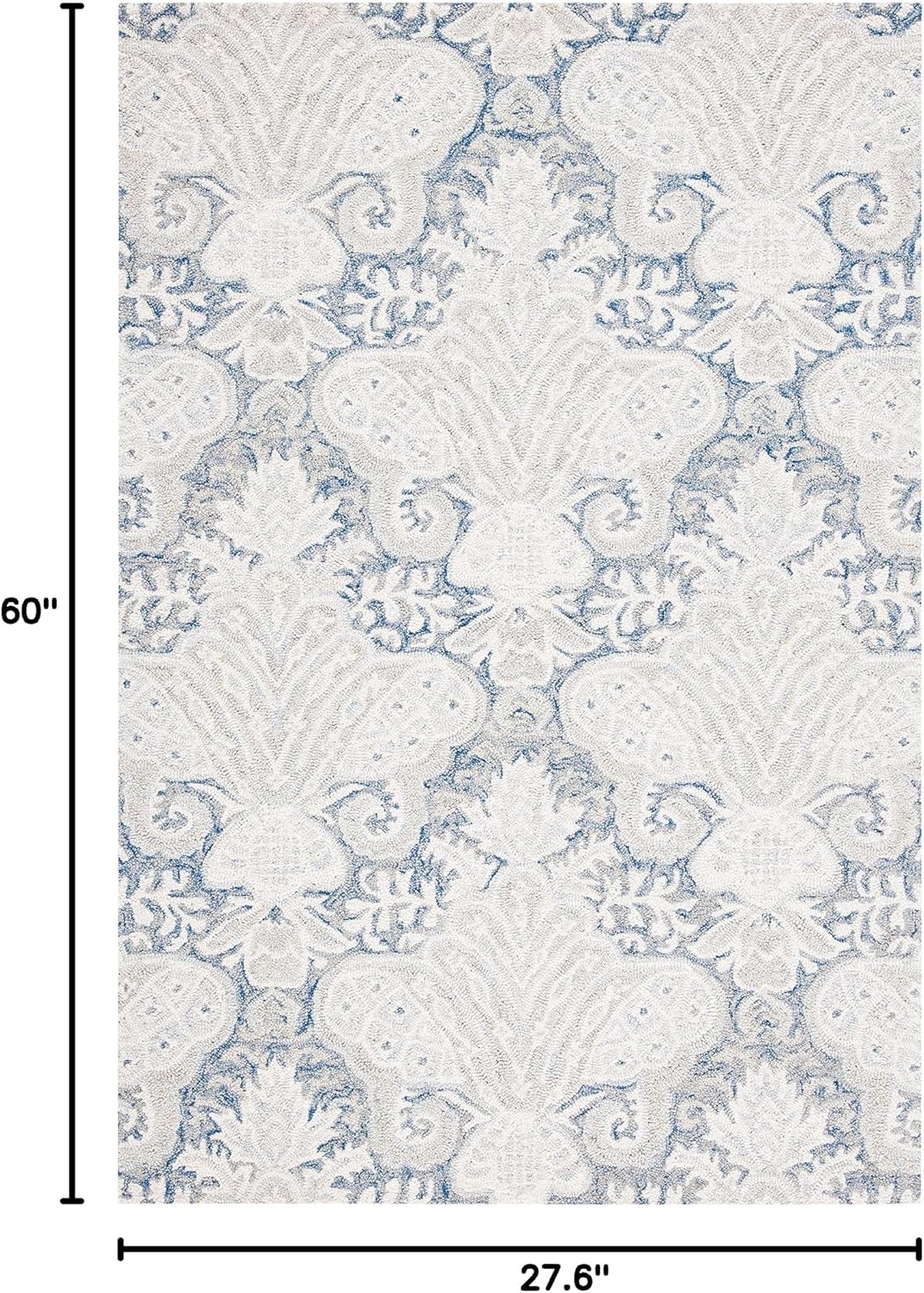image:imageSAFAVIEH Area Rug 8x10 MicroLoop Collection Large Beige Handmade Wool Ideal for Living Room Bedroom Office Dining Space MLP539BBlueIvory