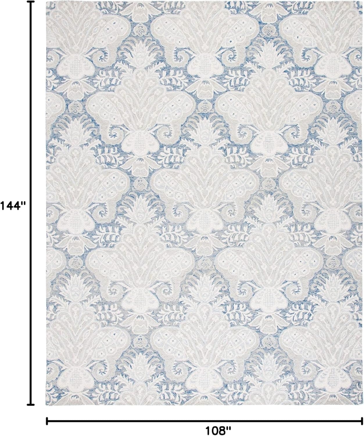 image:imageSAFAVIEH Area Rug 8x10 MicroLoop Collection Large Beige Handmade Wool Ideal for Living Room Bedroom Office Dining Space MLP539BBlueIvory