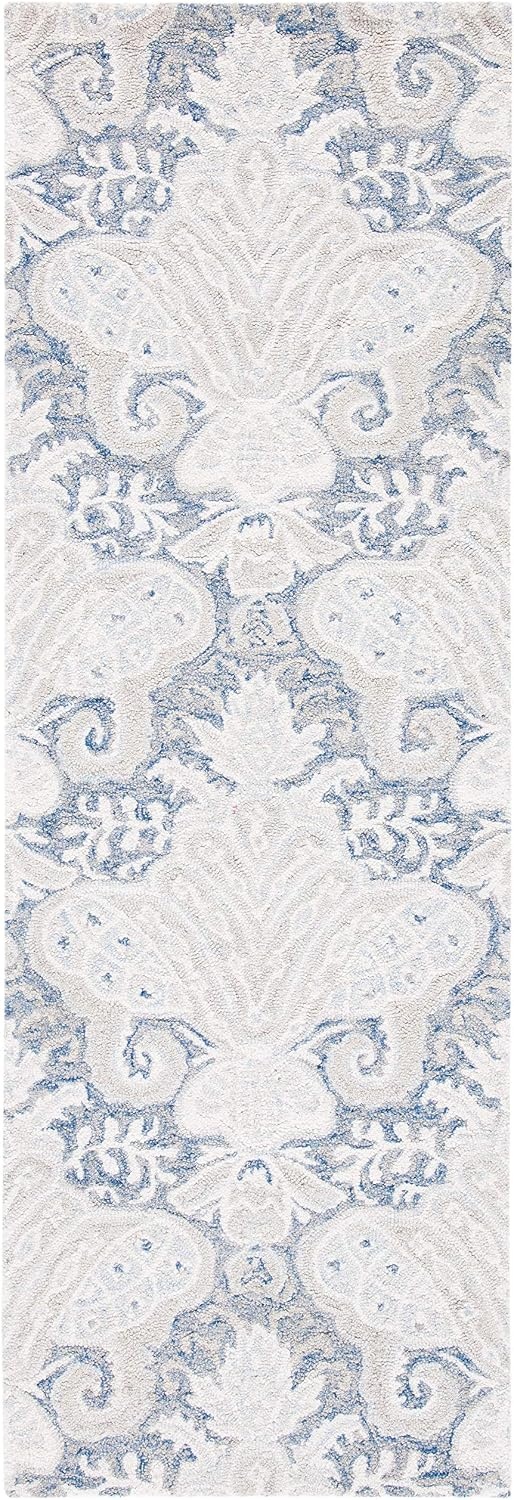 image:imageSAFAVIEH Area Rug 8x10 MicroLoop Collection Large Beige Handmade Wool Ideal for Living Room Bedroom Office Dining Space MLP539BBlueIvory