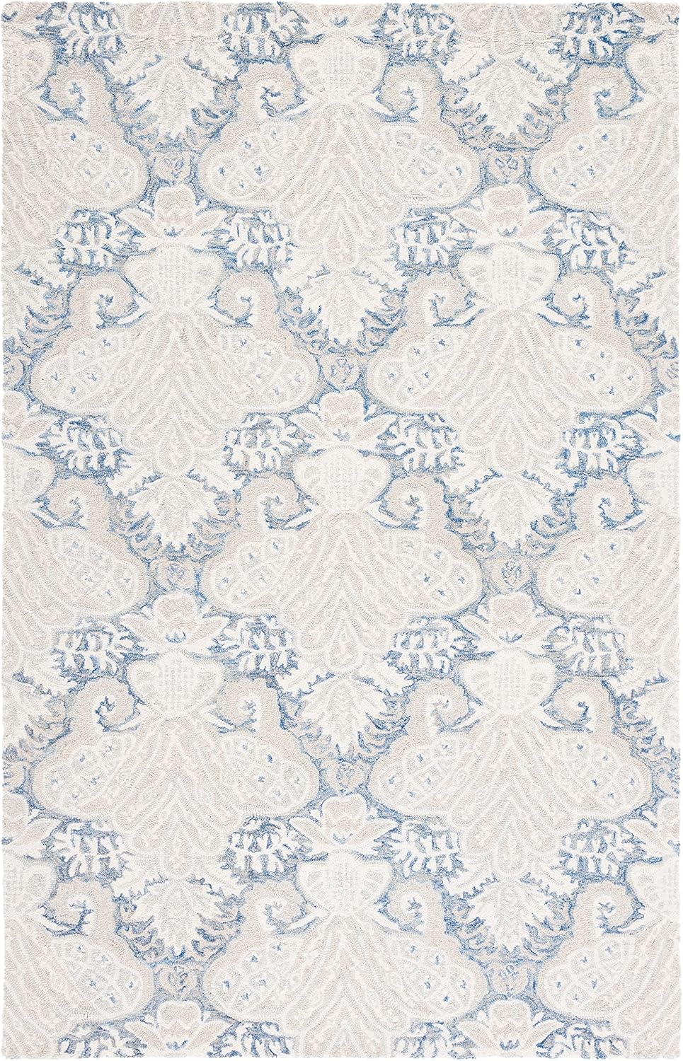 image:imageSAFAVIEH Area Rug 8x10 MicroLoop Collection Large Beige Handmade Wool Ideal for Living Room Bedroom Office Dining Space MLP539BBlueIvory