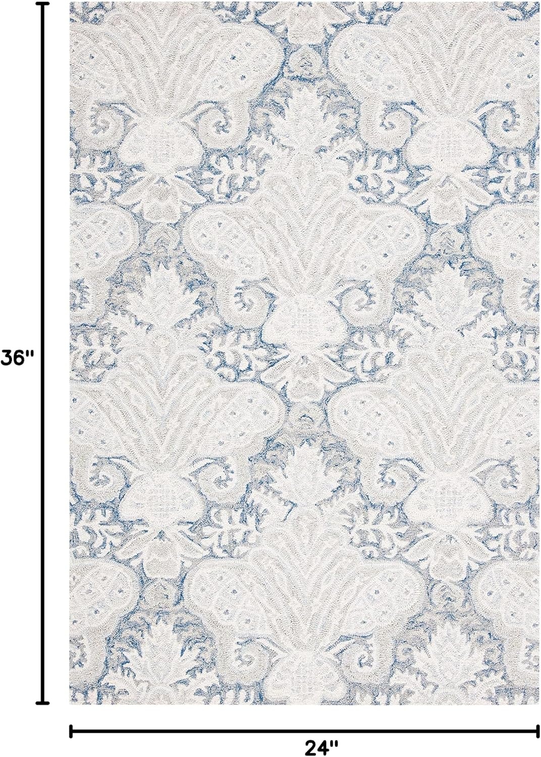 image:imageSAFAVIEH Area Rug 8x10 MicroLoop Collection Large Beige Handmade Wool Ideal for Living Room Bedroom Office Dining Space MLP539BBlueIvory